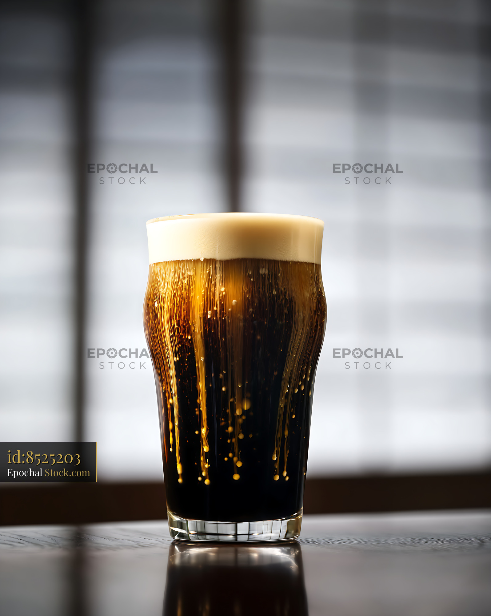 Nitro Caramel Coffee Pint with Foam Head - stock photo