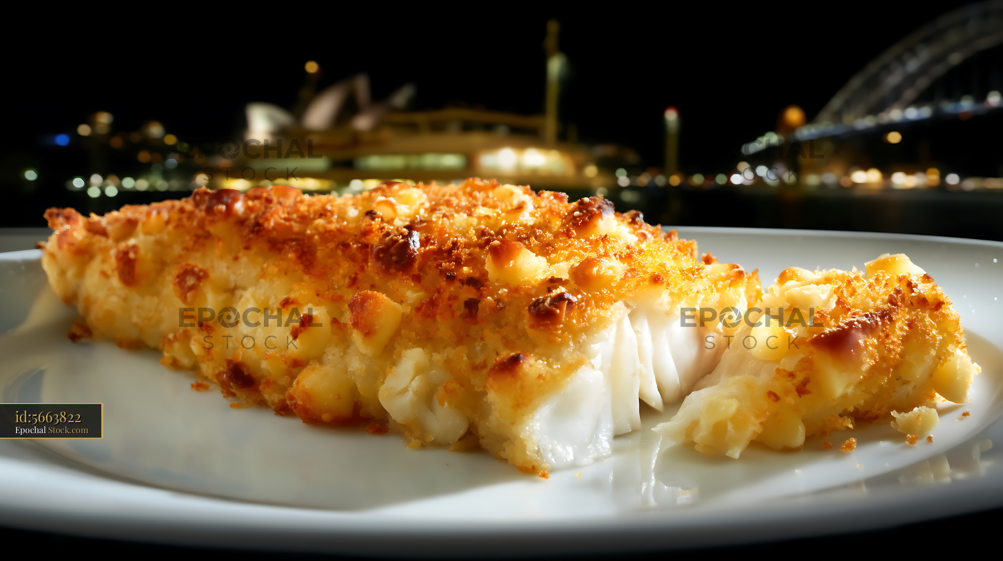 Golden Macadamia Crusted Fish Fine Dining - stock photo