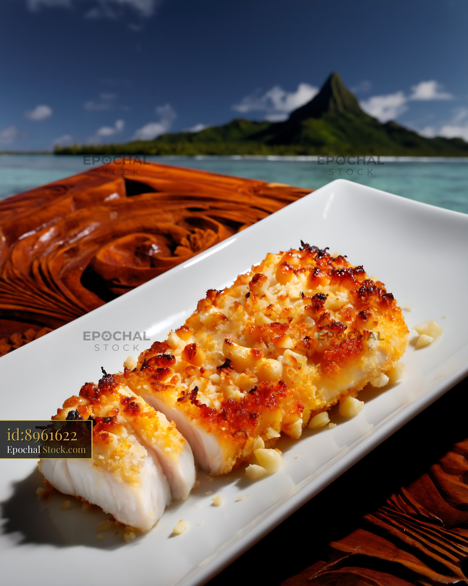 Seared Scallops Tropical Paradise Dining - stock photo