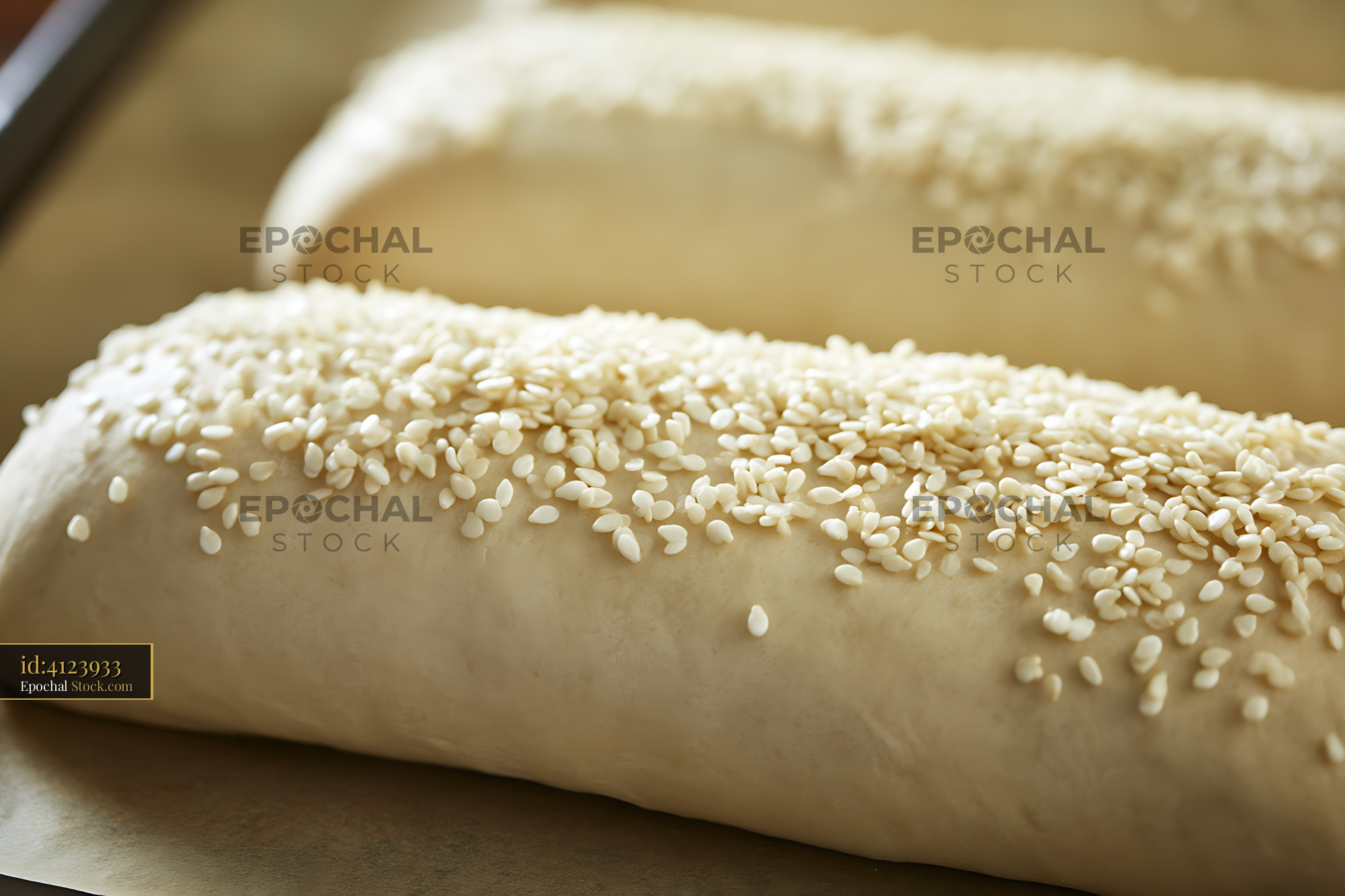 Fresh Sesame Seed Bread Before Baking - stock photo