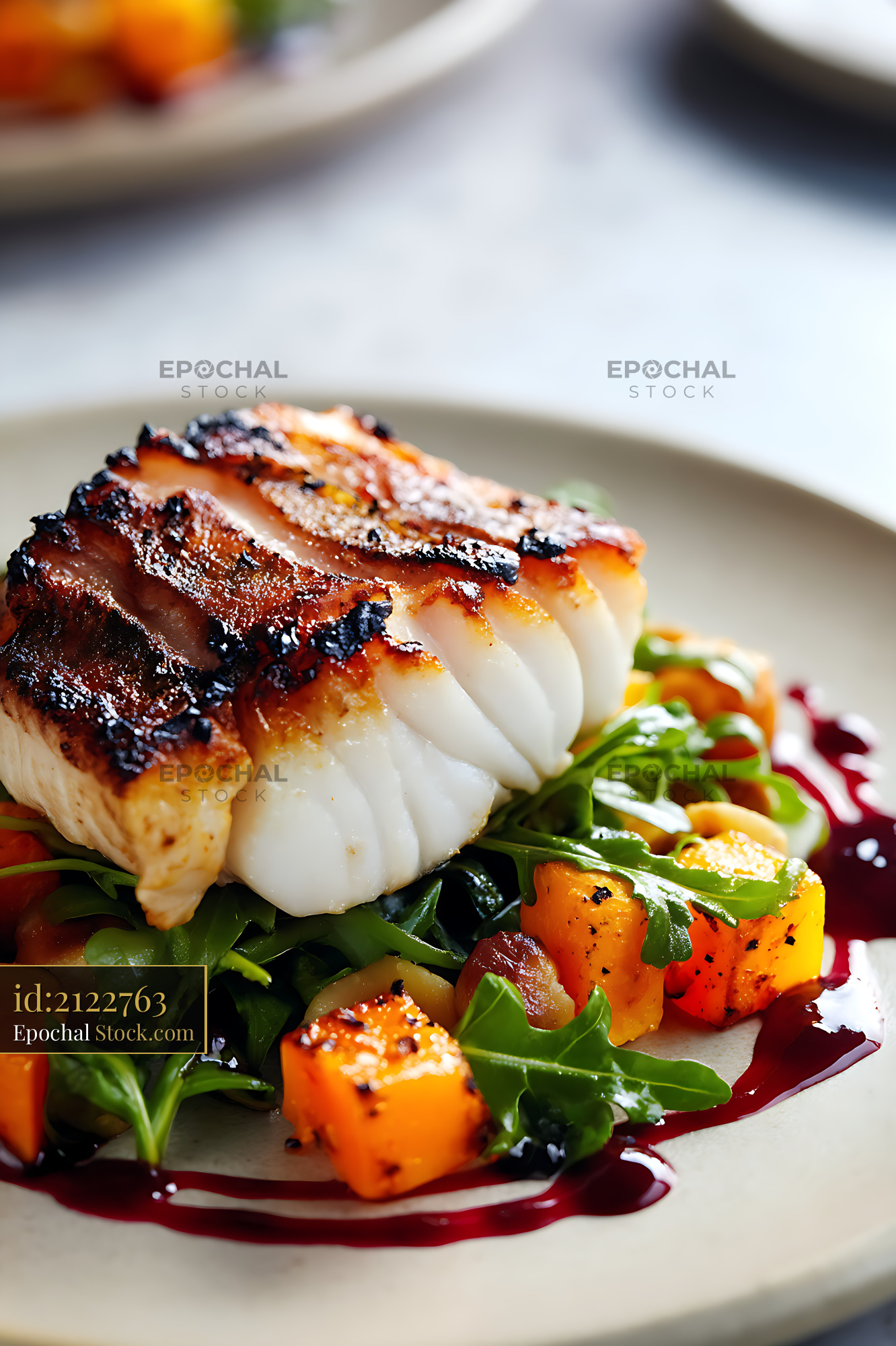 Seared Scallop Fine Dining Plated Dish - stock photo