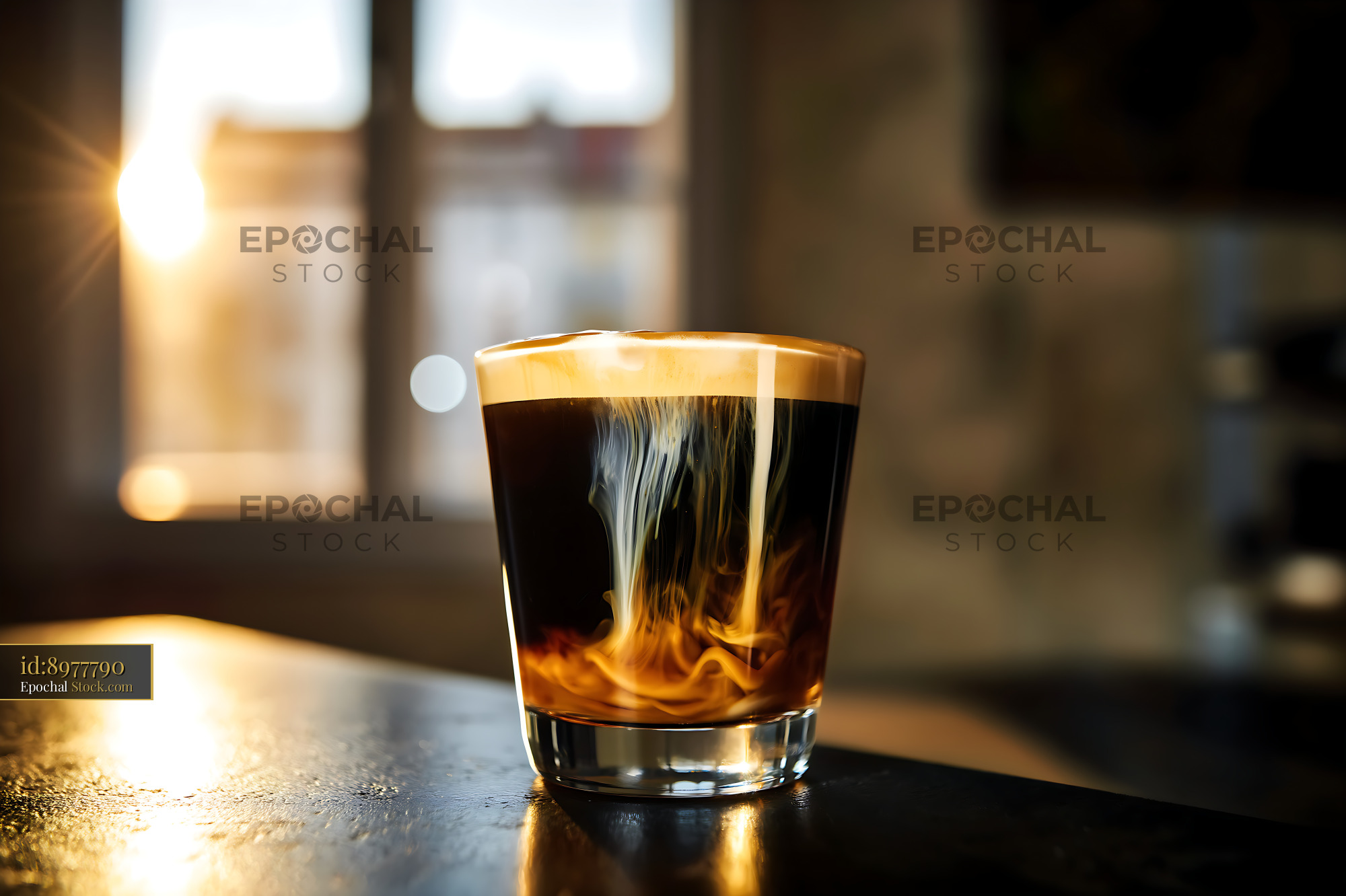 Iced Nitro Caramel Coffee Golden Light - stock photo