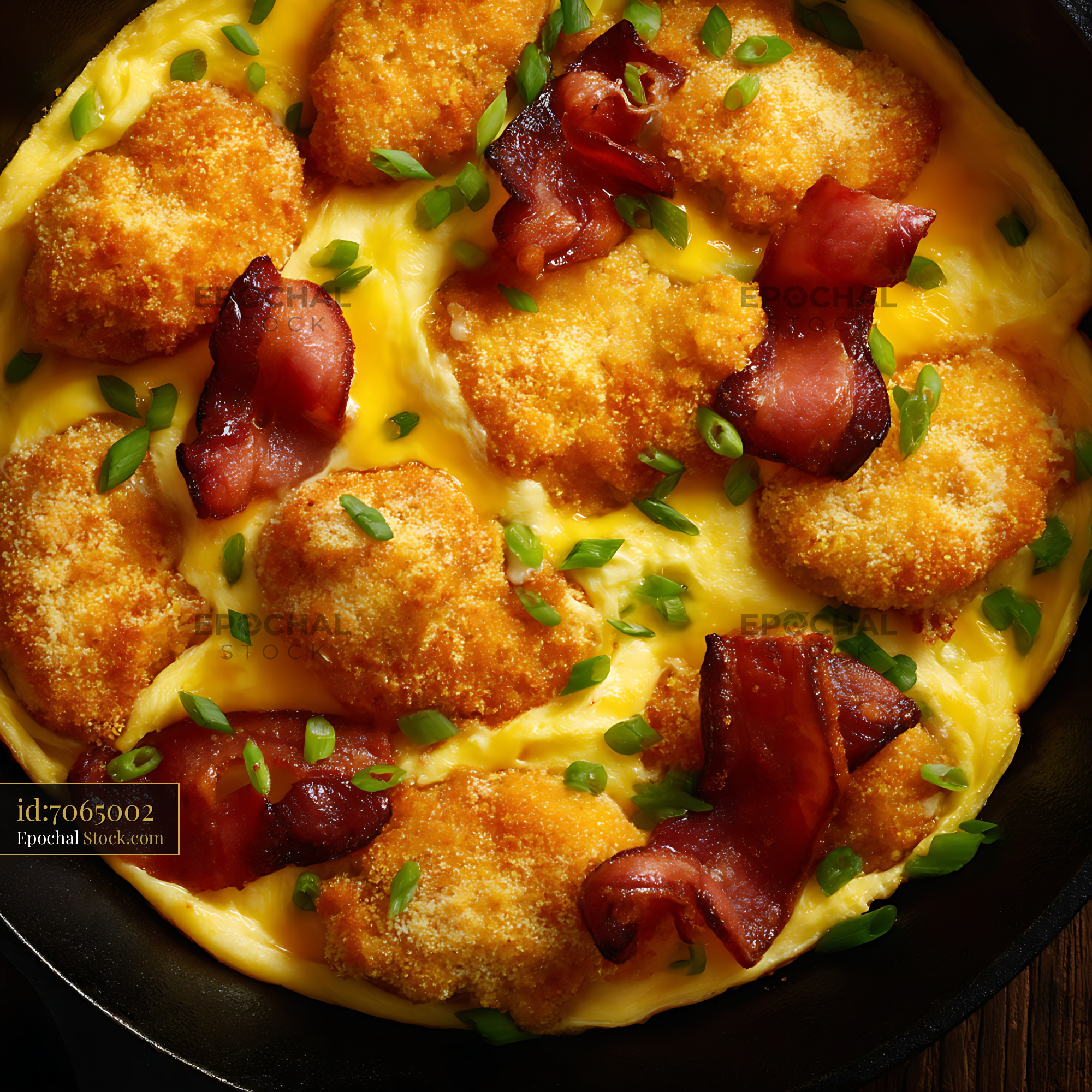 Loaded Bacon Hash Brown Omelet Breakfast - stock photo