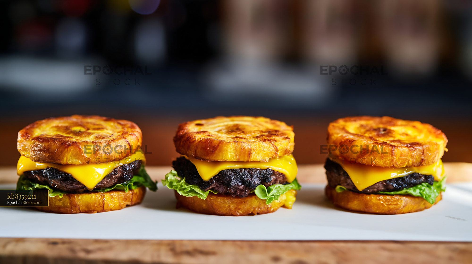 Gourmet Beef Cheeseburgers on Brioche - stock photo