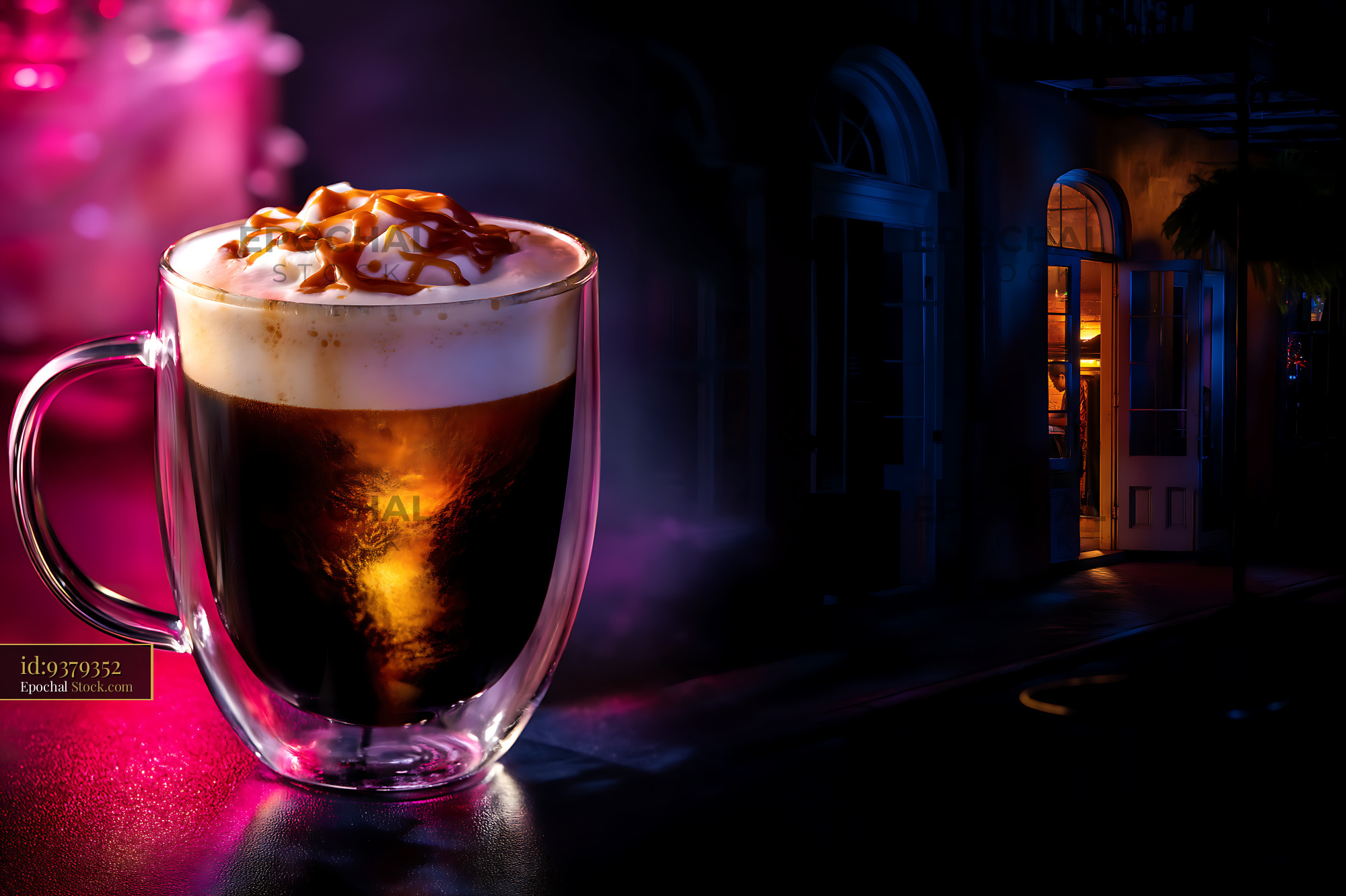 Nitro Caramel Coffee with Whipped Cream - stock photo