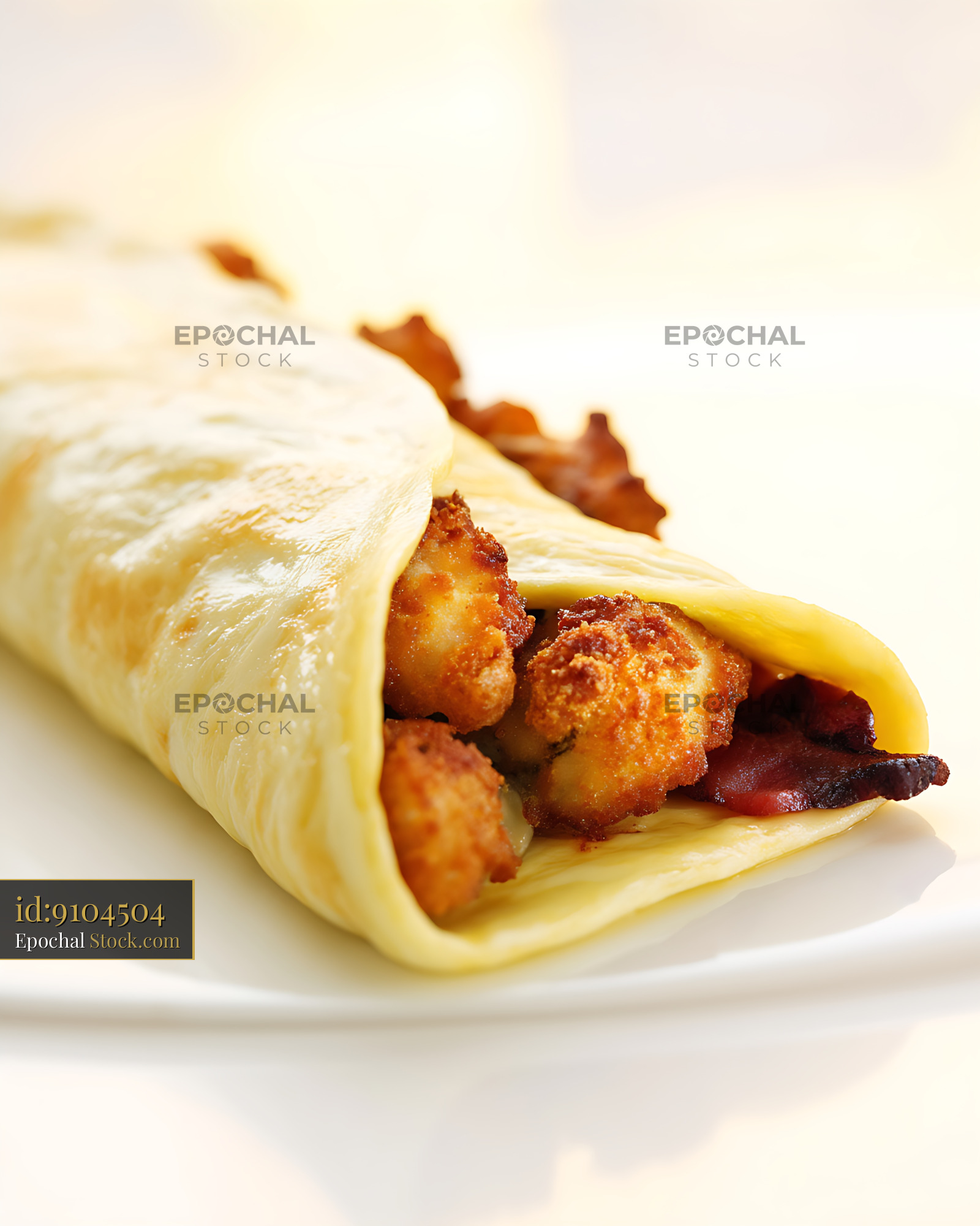 Gourmet Shrimp and Bacon Crepe Appetizer - stock photo