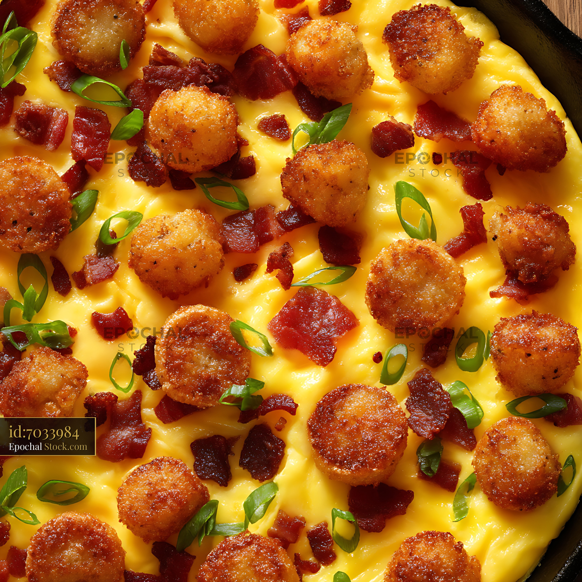 Loaded Egg Casserole with Bacon and Scallops - stock photo