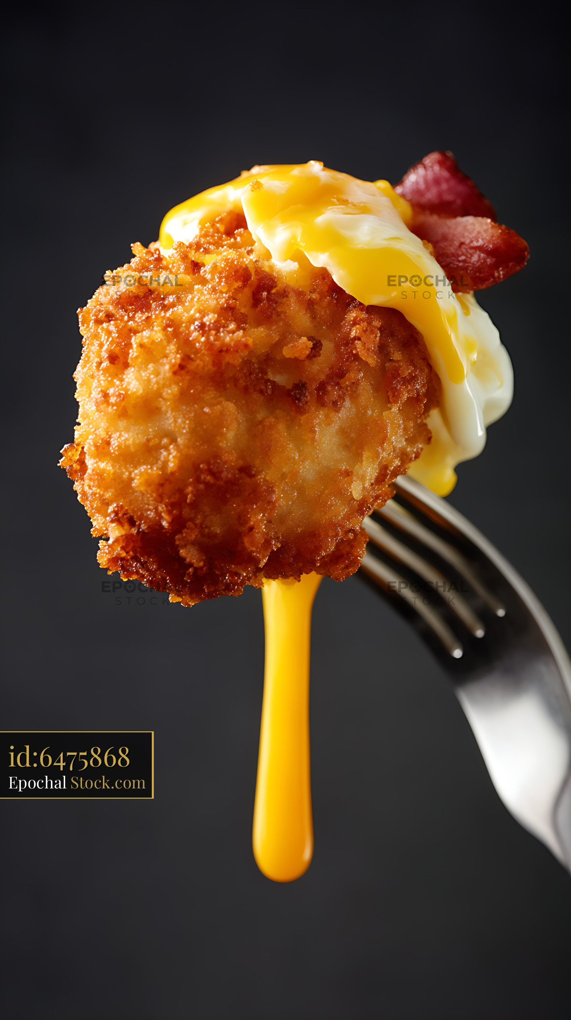 Crispy Fried Schnitzel with Runny Egg Yolk - stock photo