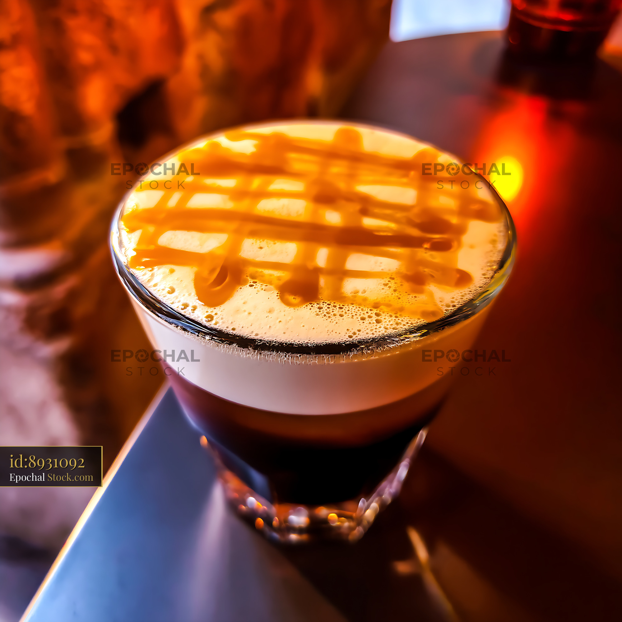 Nitro Caramel Coffee With Foam Head - stock photo