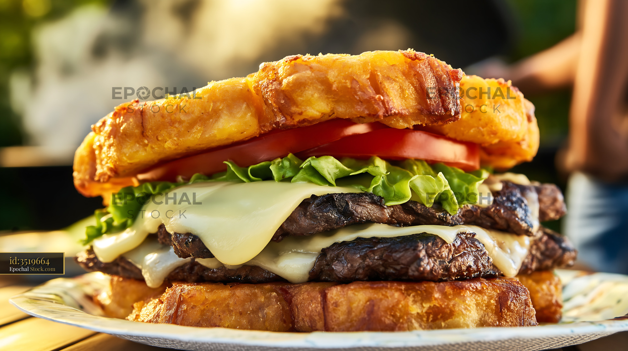 Gourmet Double Cheeseburger on Brioche Bun - stock photo