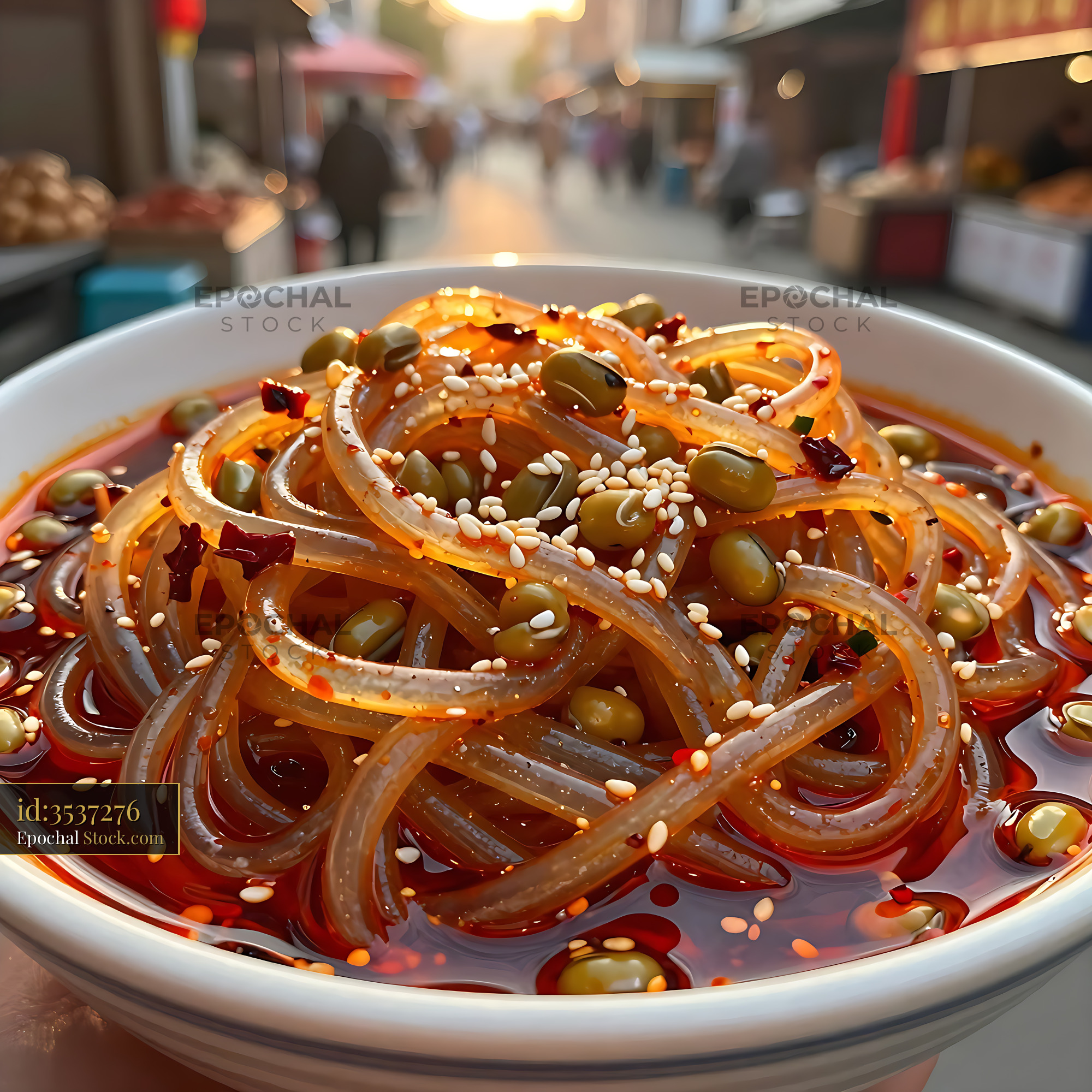 Sichuan Glass Noodle Salad at Asian Food Market - stock photo
