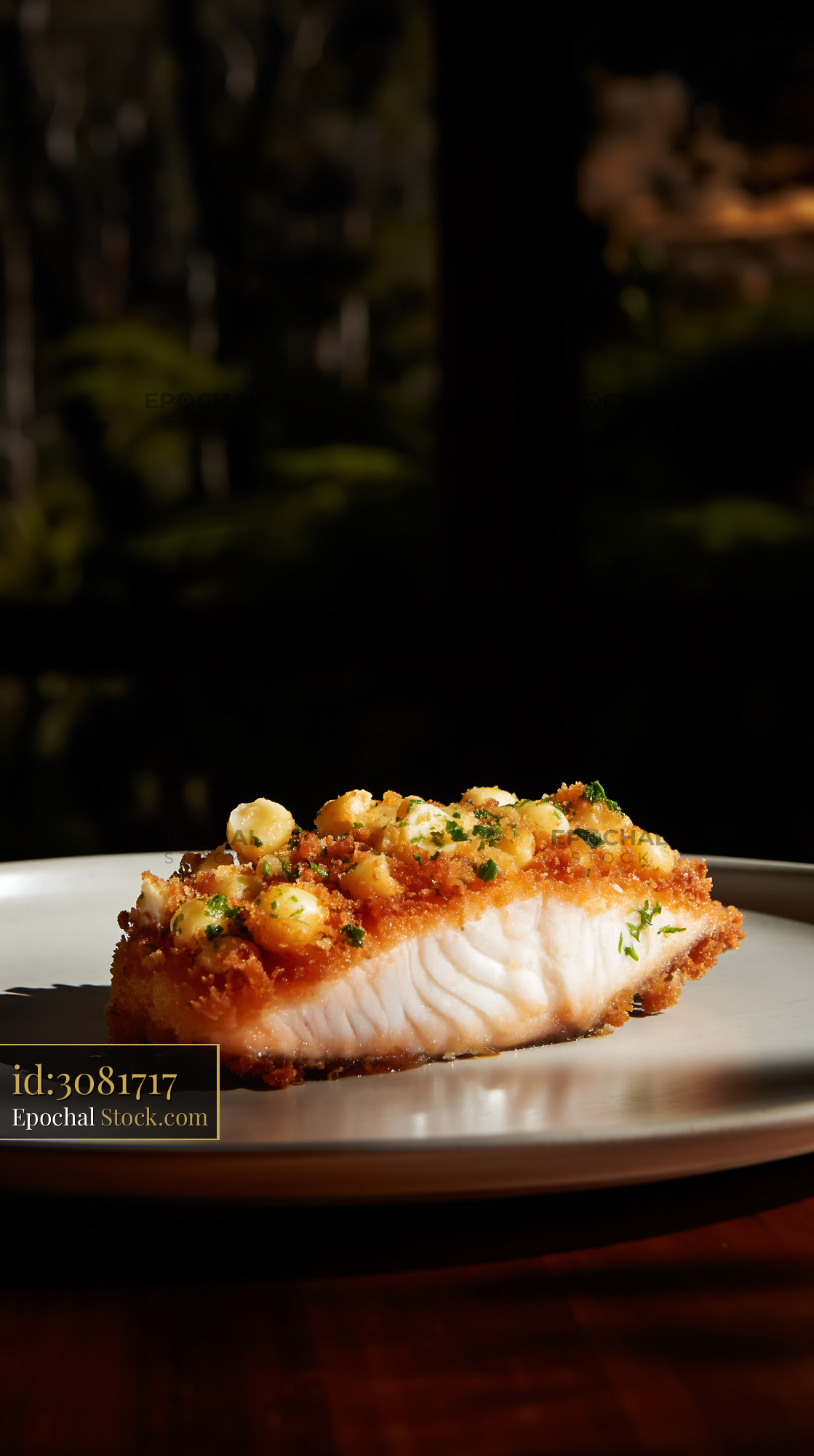 Pan-Seared Fish Fillet with Crispy Cauliflower - stock photo