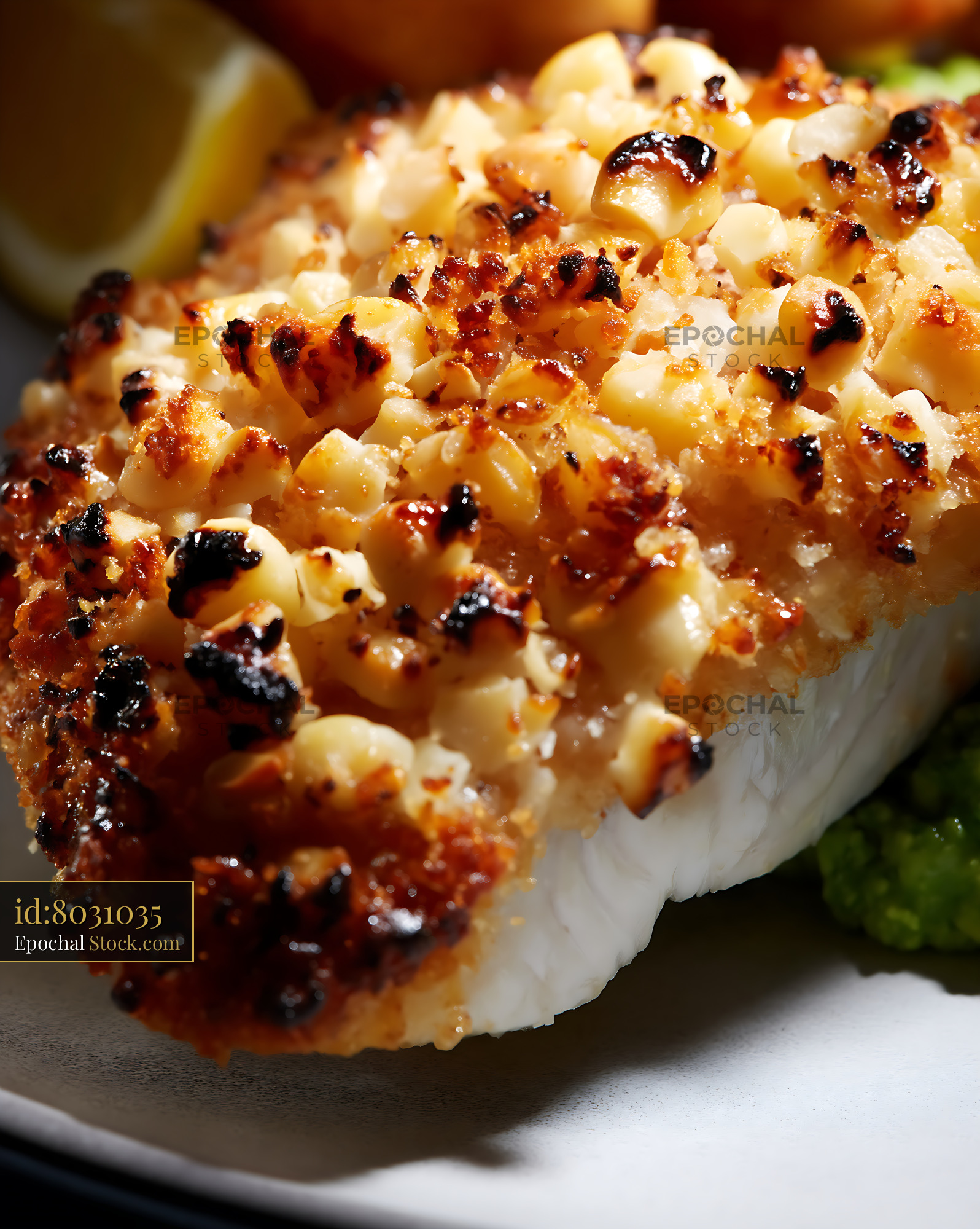 Seared Macadamia Crusted Fish Plate - stock photo