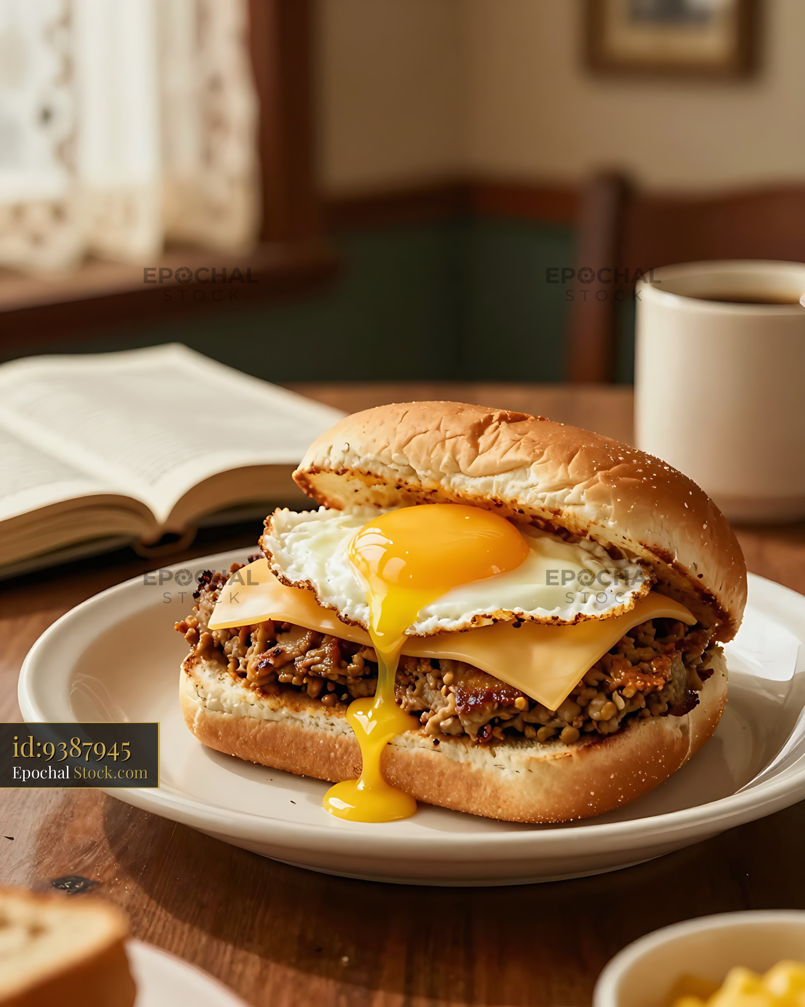 Livermush Sandwich with Fried Egg Breakfast - stock photo