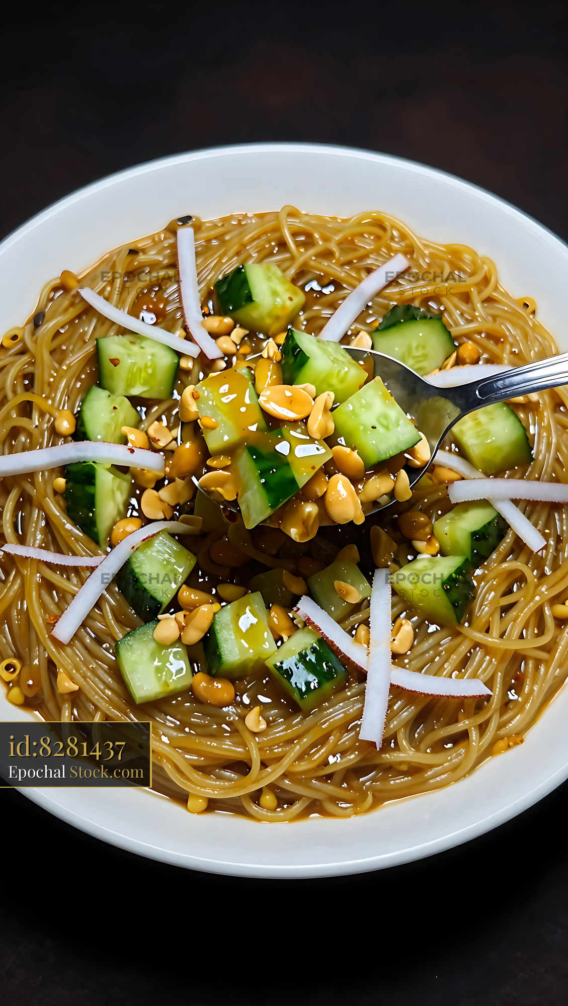 Kakdi Koshimbir Noodle Bowl with Peanuts - stock photo