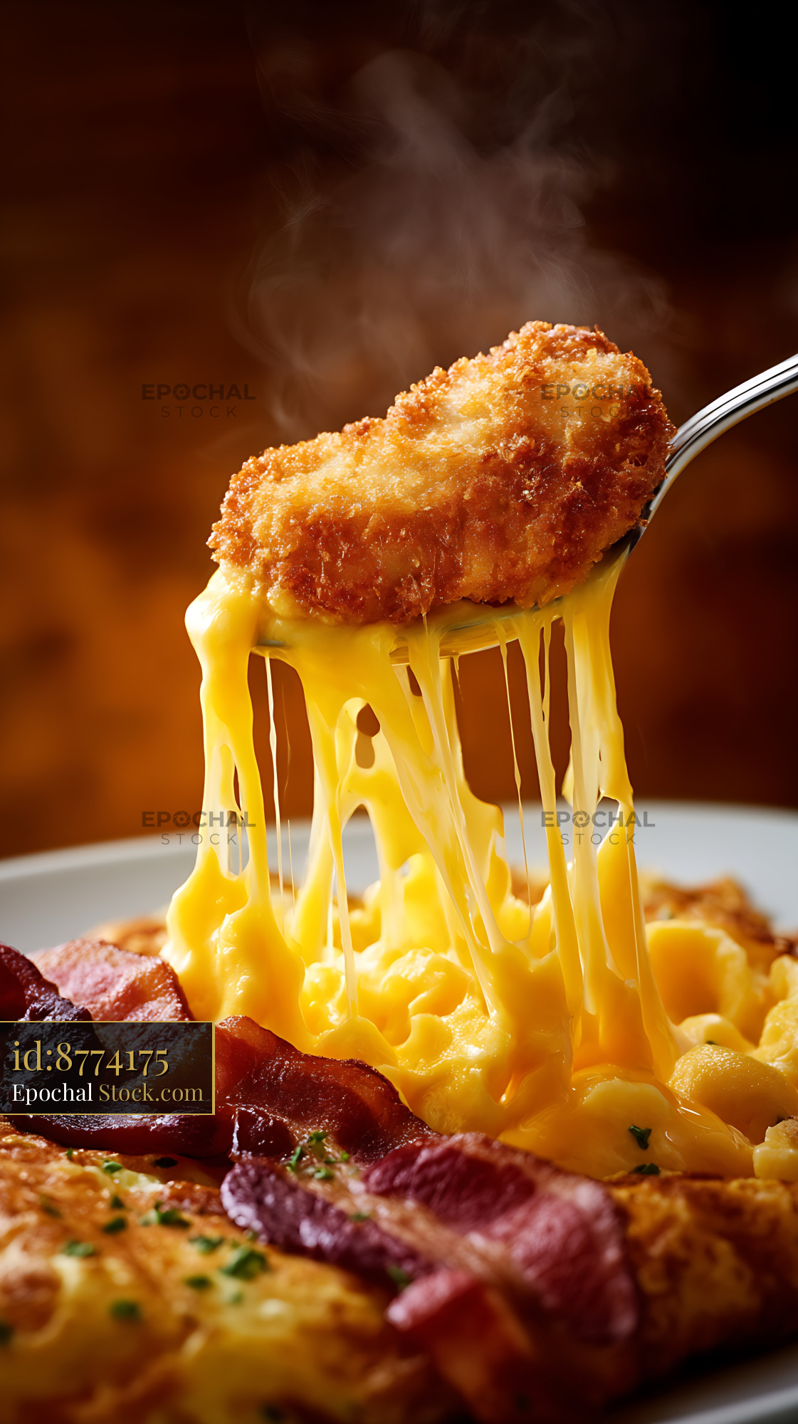 Melting Cheese Dripping from Crispy Fried Chicken - stock photo