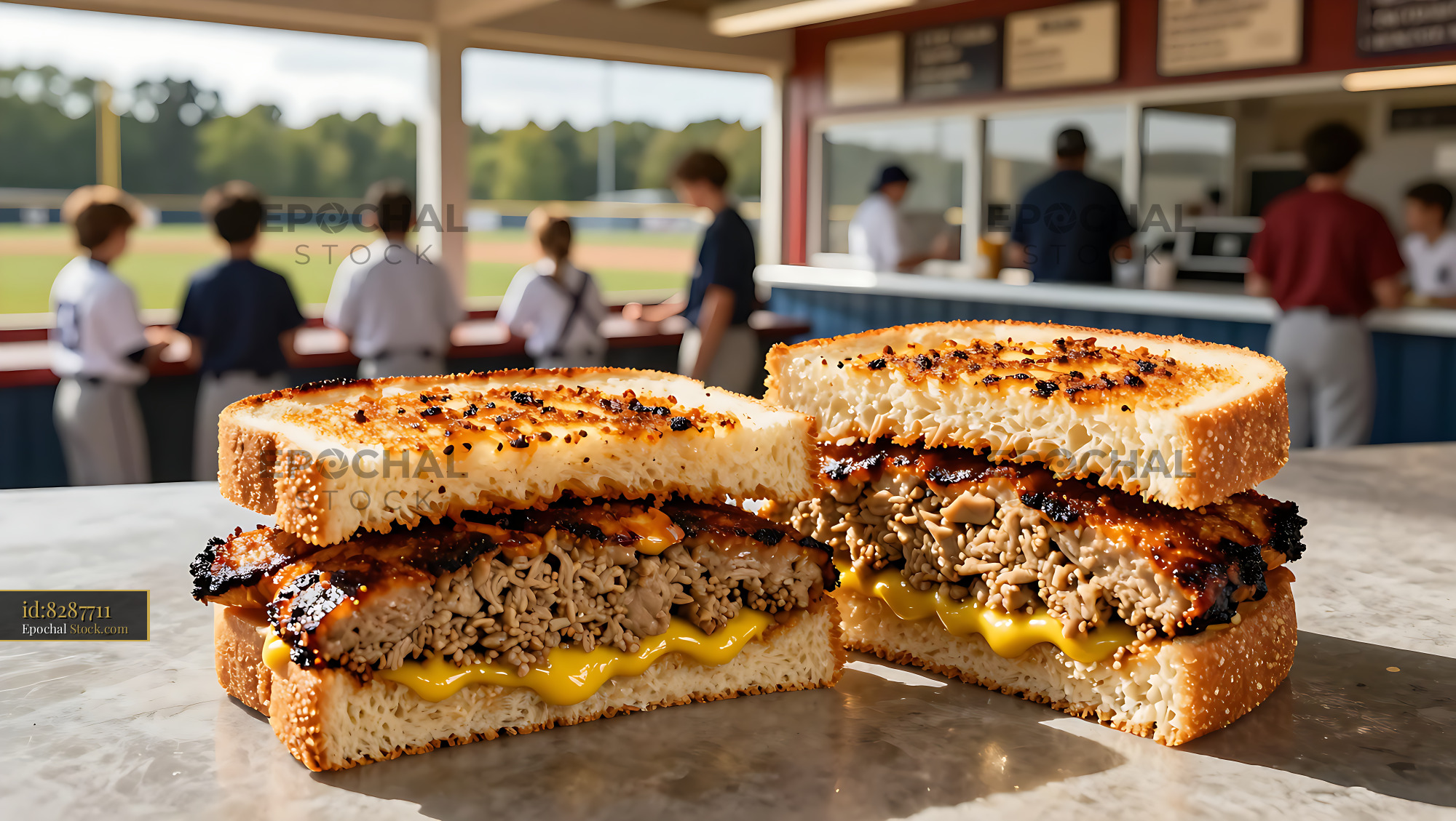 Livermush Sandwich at Baseball Game Concession - stock photo