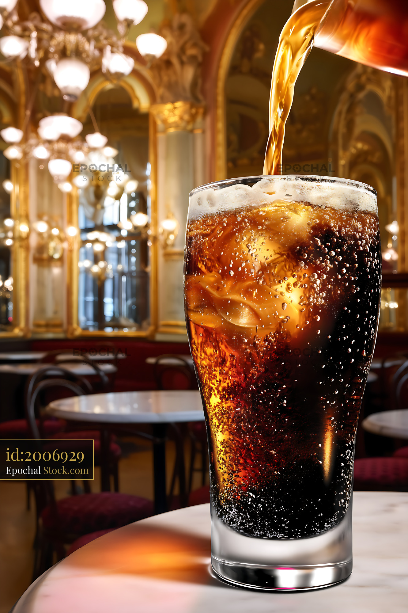 Nitro Caramel Coffee Poured in Luxury Cafe - stock photo