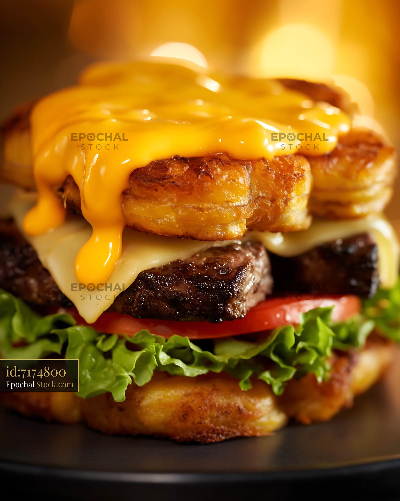 Gourmet Fried Chicken Double Cheeseburger - stock photo
