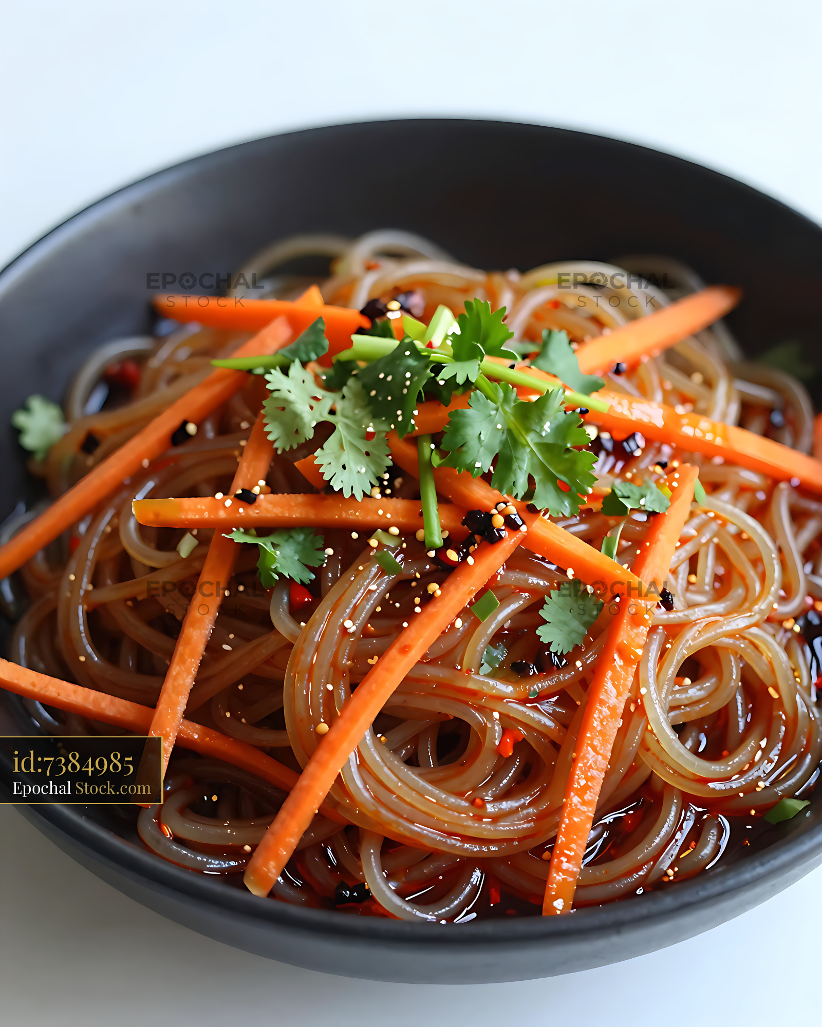 Sichuan Glass Noodle Salad with Carrots - stock photo