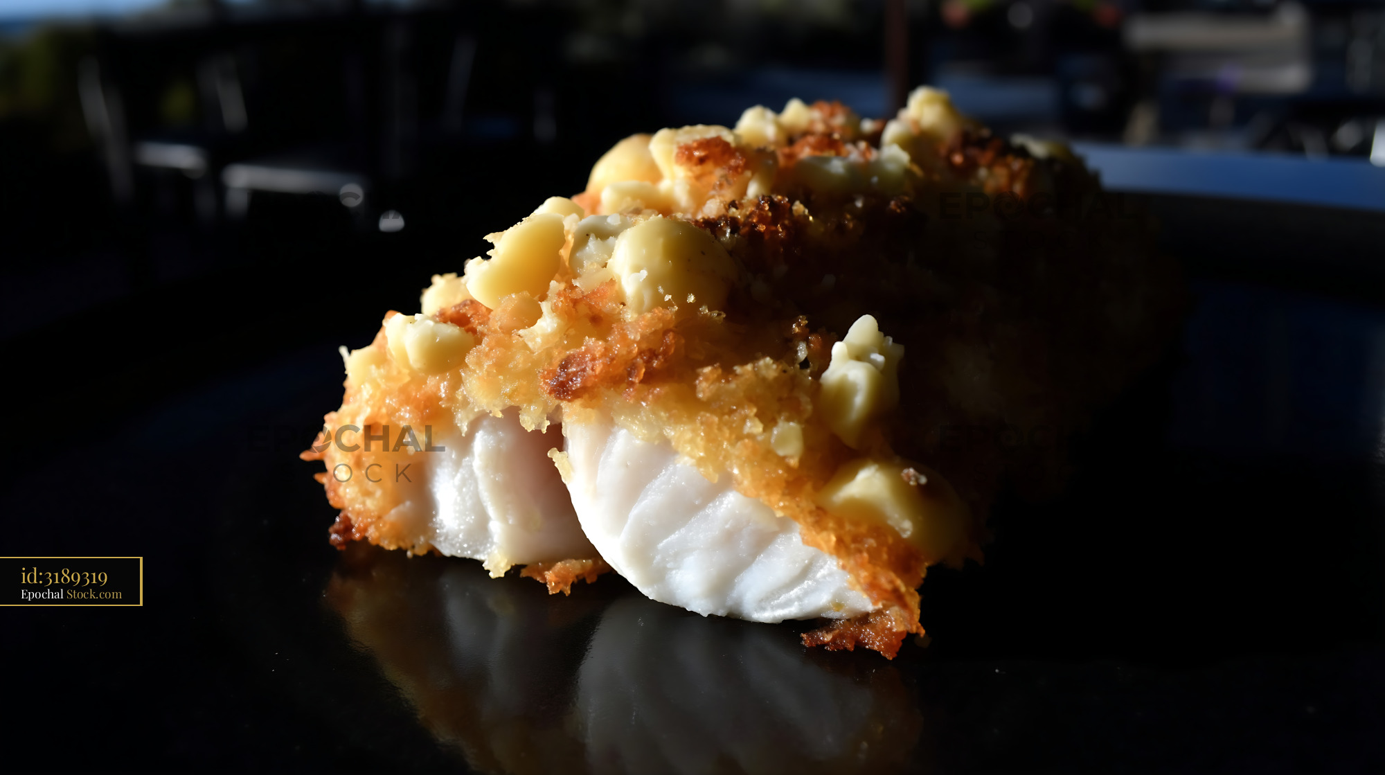 Crispy Baked Fish Fillet with Golden Crust - stock photo