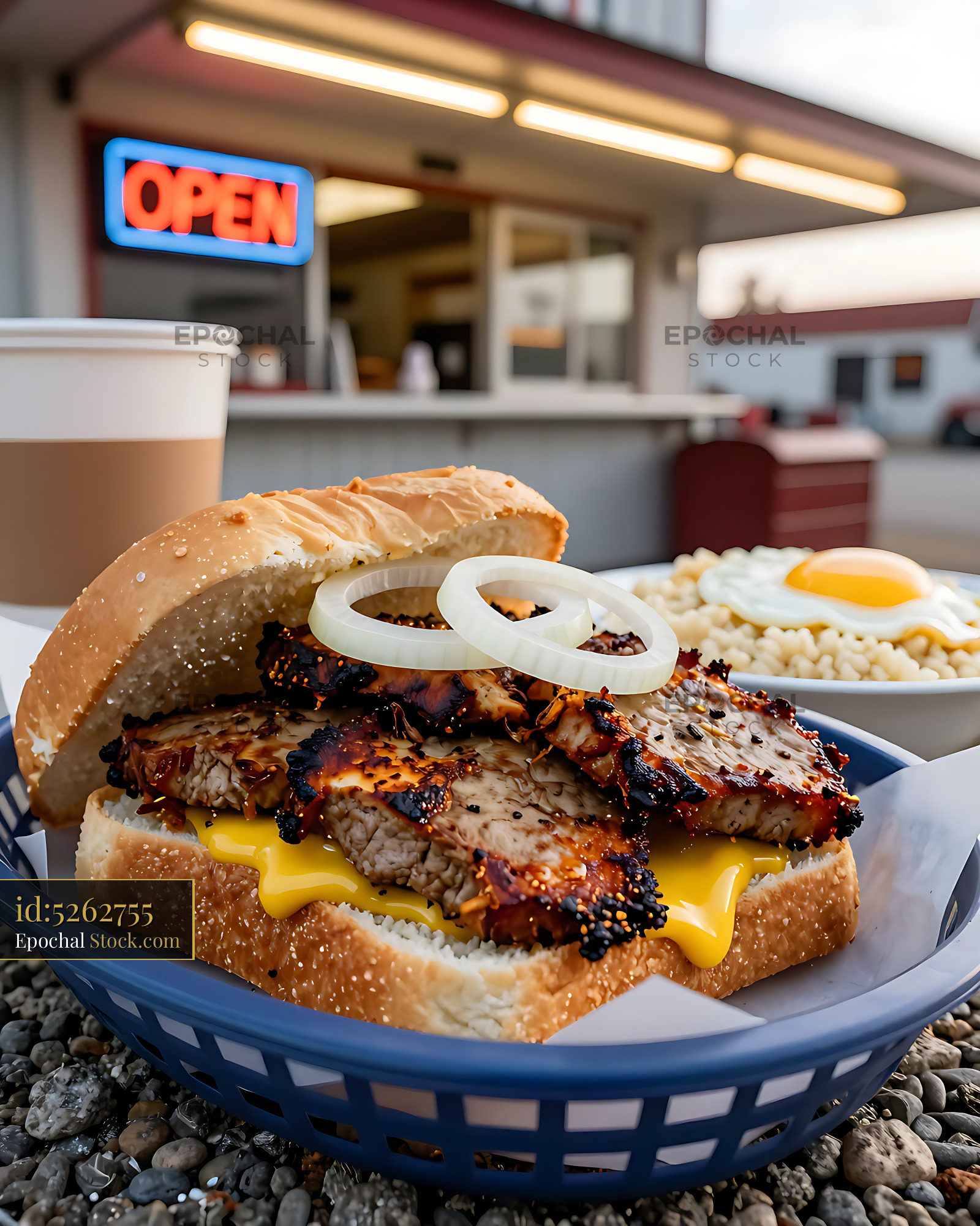 Grilled Livermush Sandwich at Retro Diner - stock photo