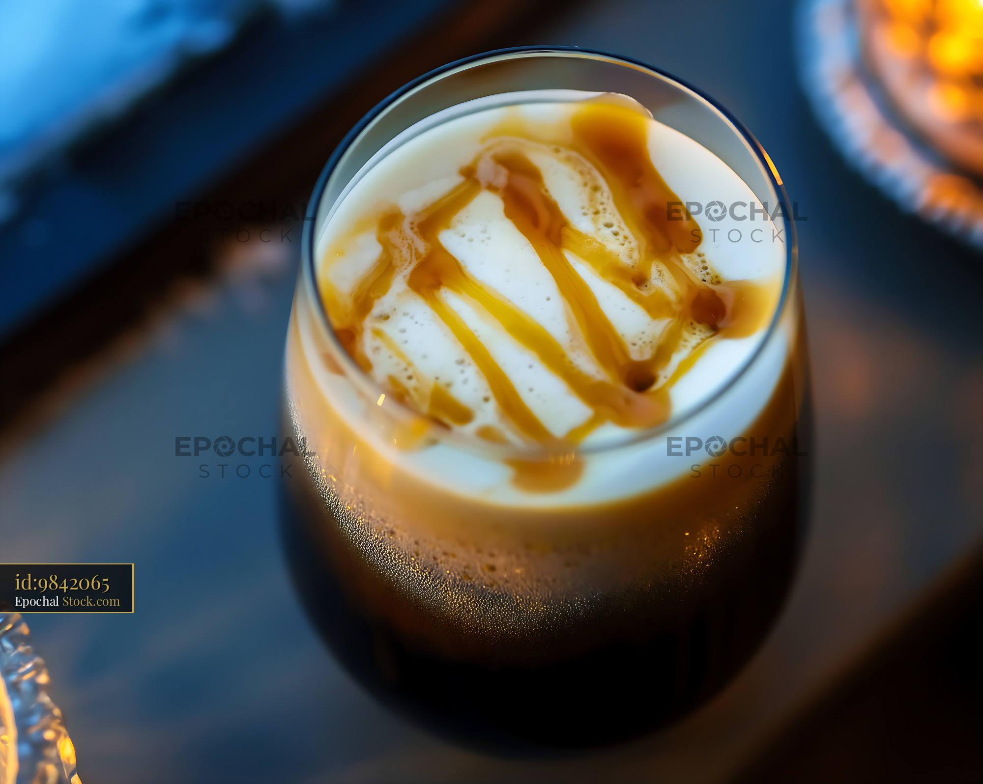 Nitro Caramel Coffee with Cascading Nitrogen - stock photo
