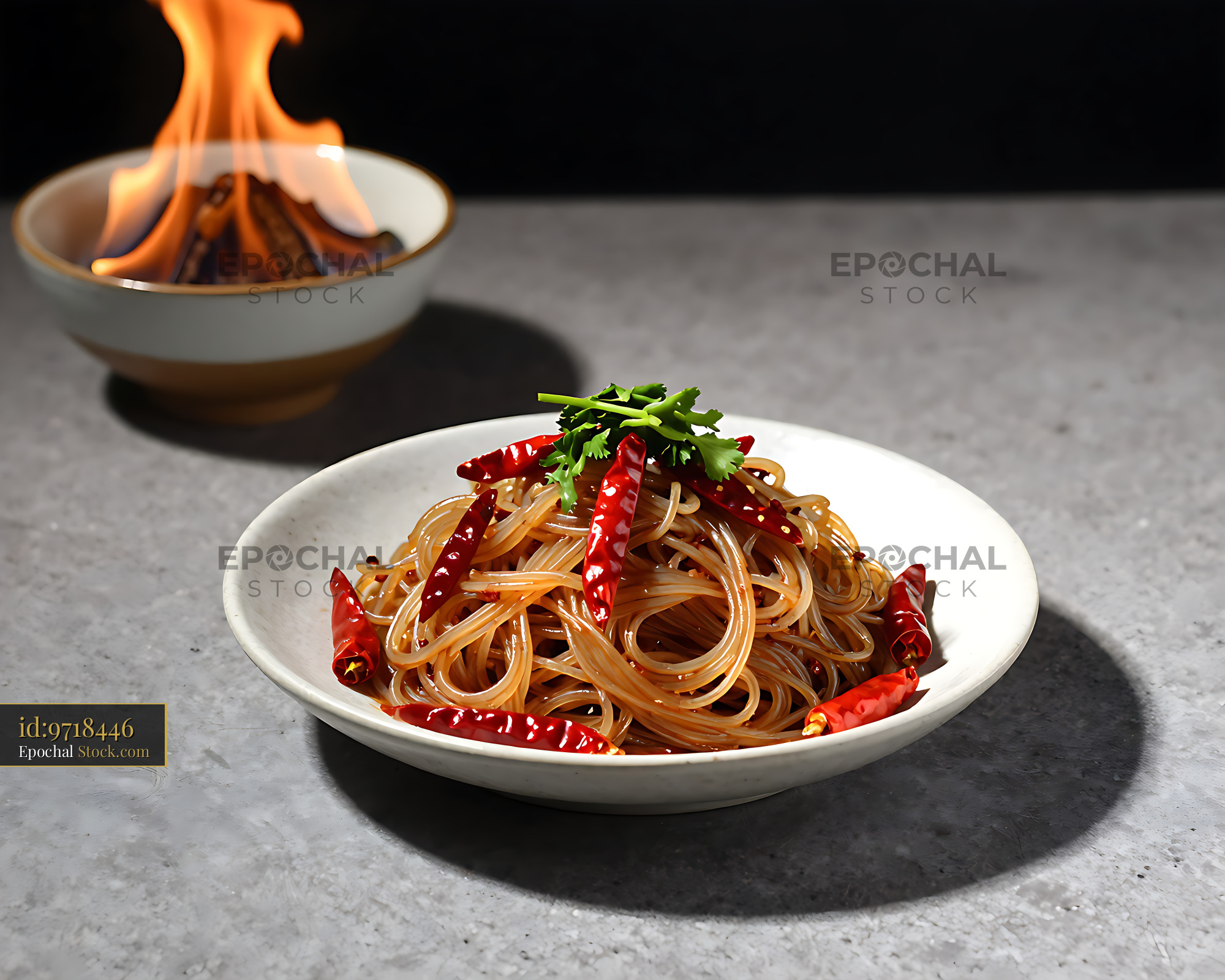 Sichuan Glass Noodle Salad with Chili Flame - stock photo