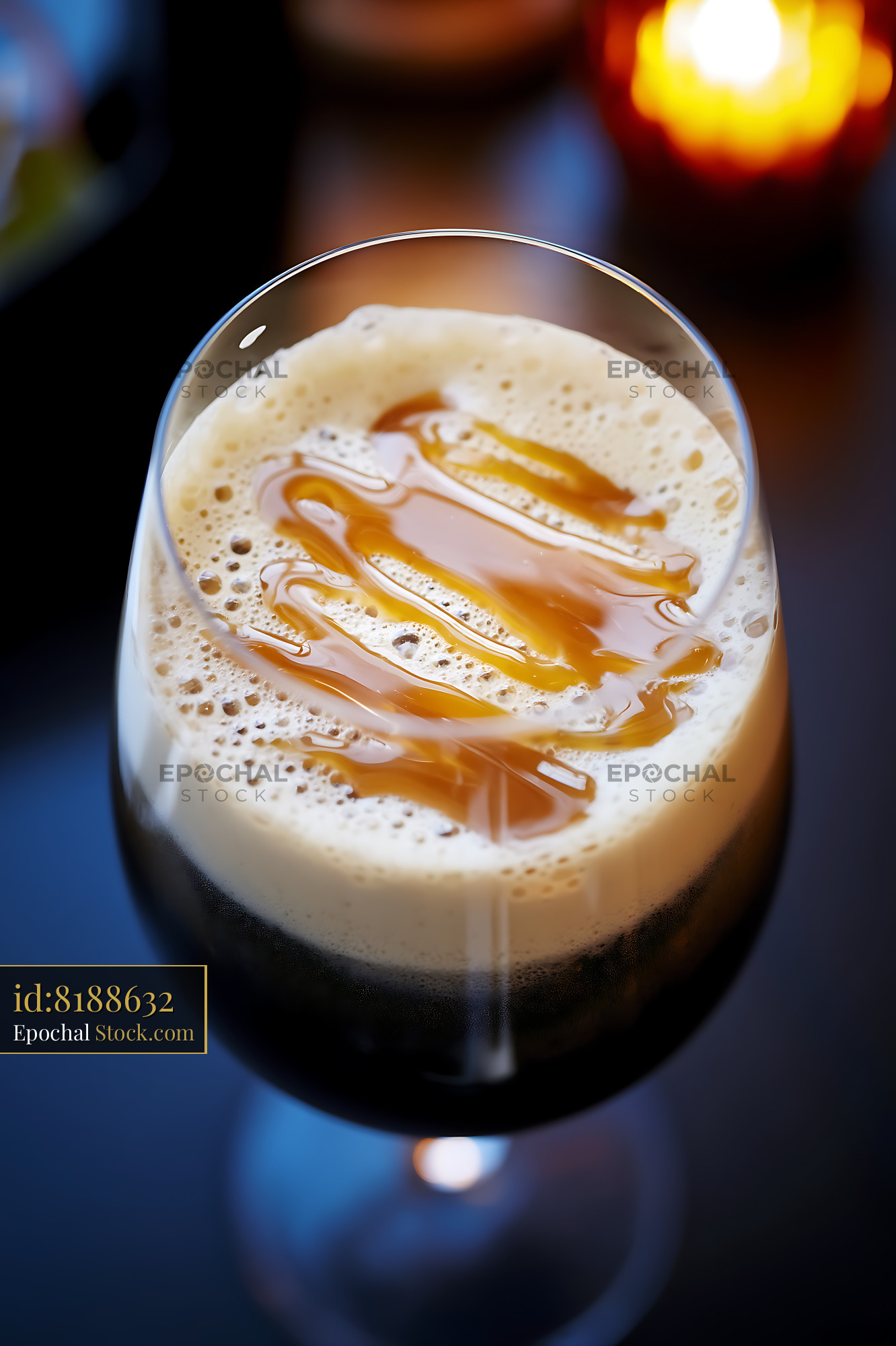 Nitro Caramel Coffee with Creamy Cascading Foam - stock photo