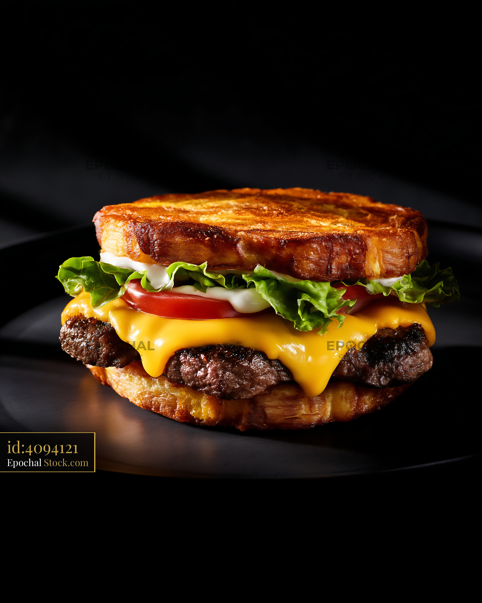 Premium Double Cheeseburger on Brioche Bun - stock photo
