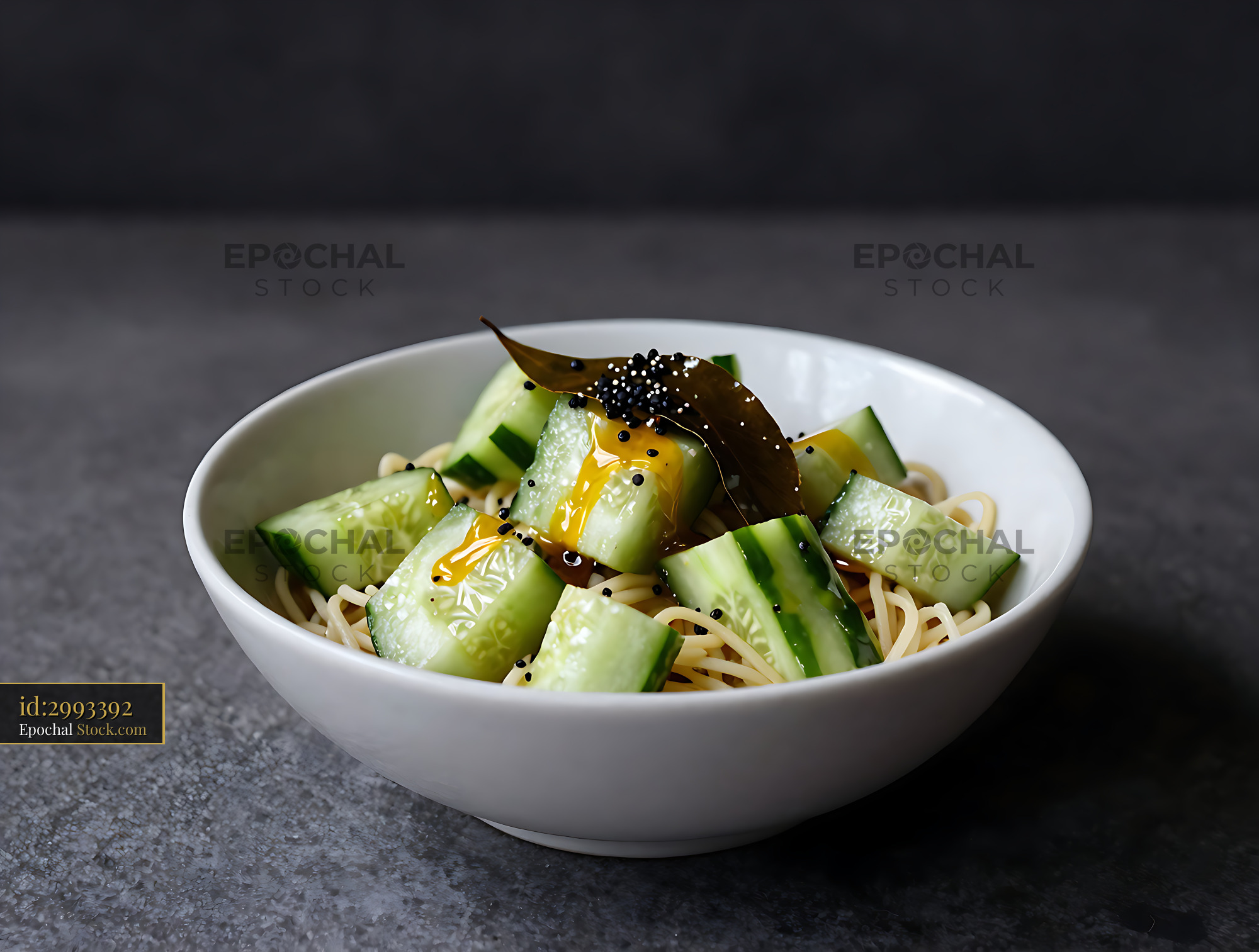 Kakdi Koshimbir Noodle Bowl with Seaweed - stock photo
