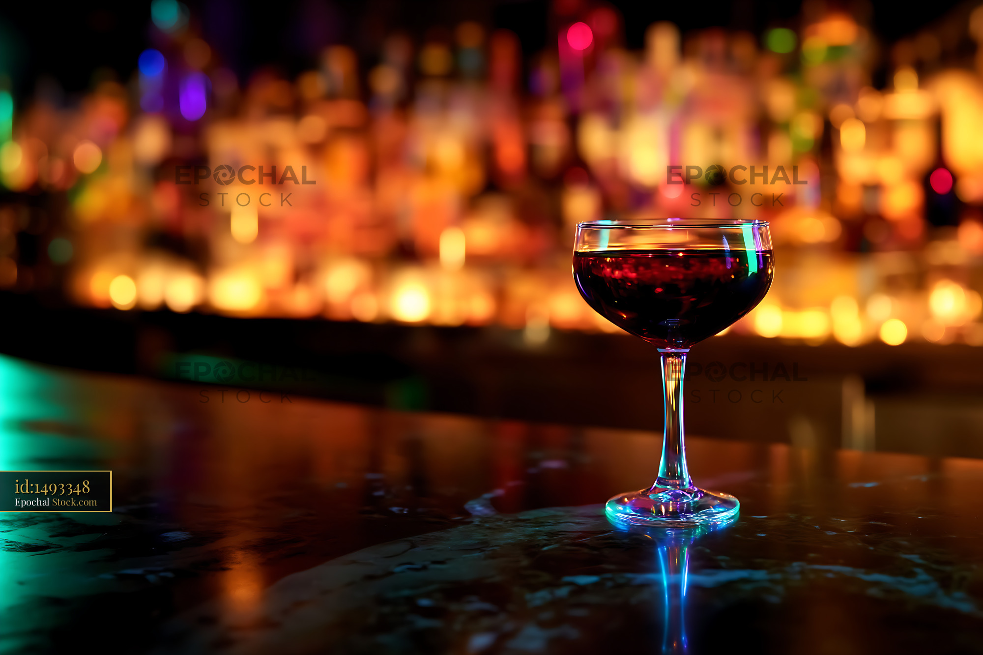 Bushwick Cocktail at Nightclub Bar with Bokeh - stock photo