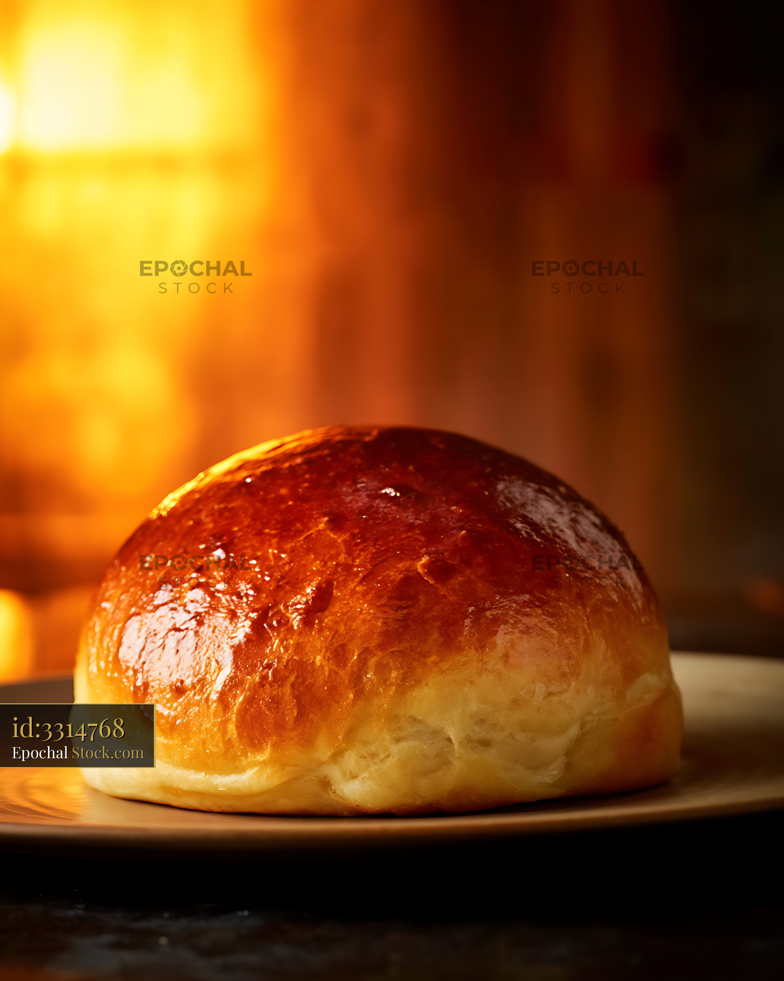Freshly Baked Artisan Bread Roll with Golden Crust - stock photo