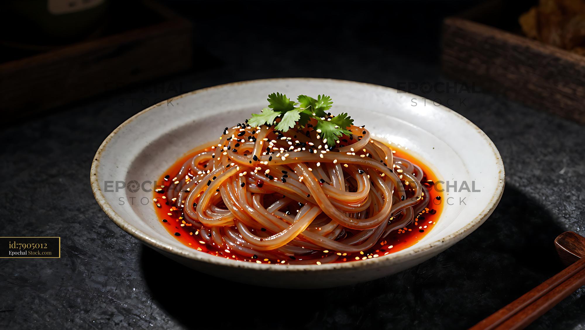 Sichuan Glass Noodle Salad with Chili Oil - stock photo