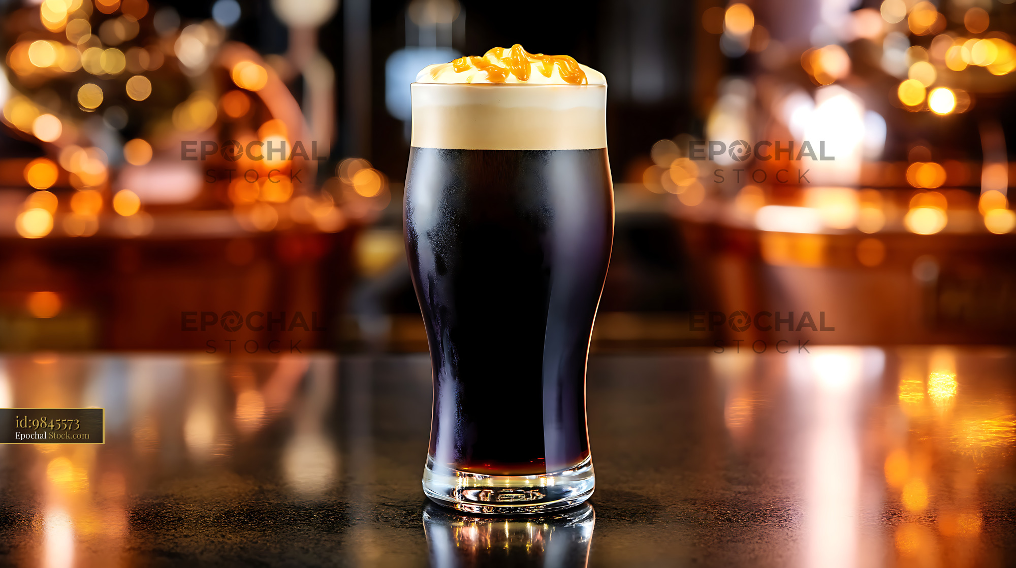 Nitro Caramel Coffee Topped with Caramel - stock photo