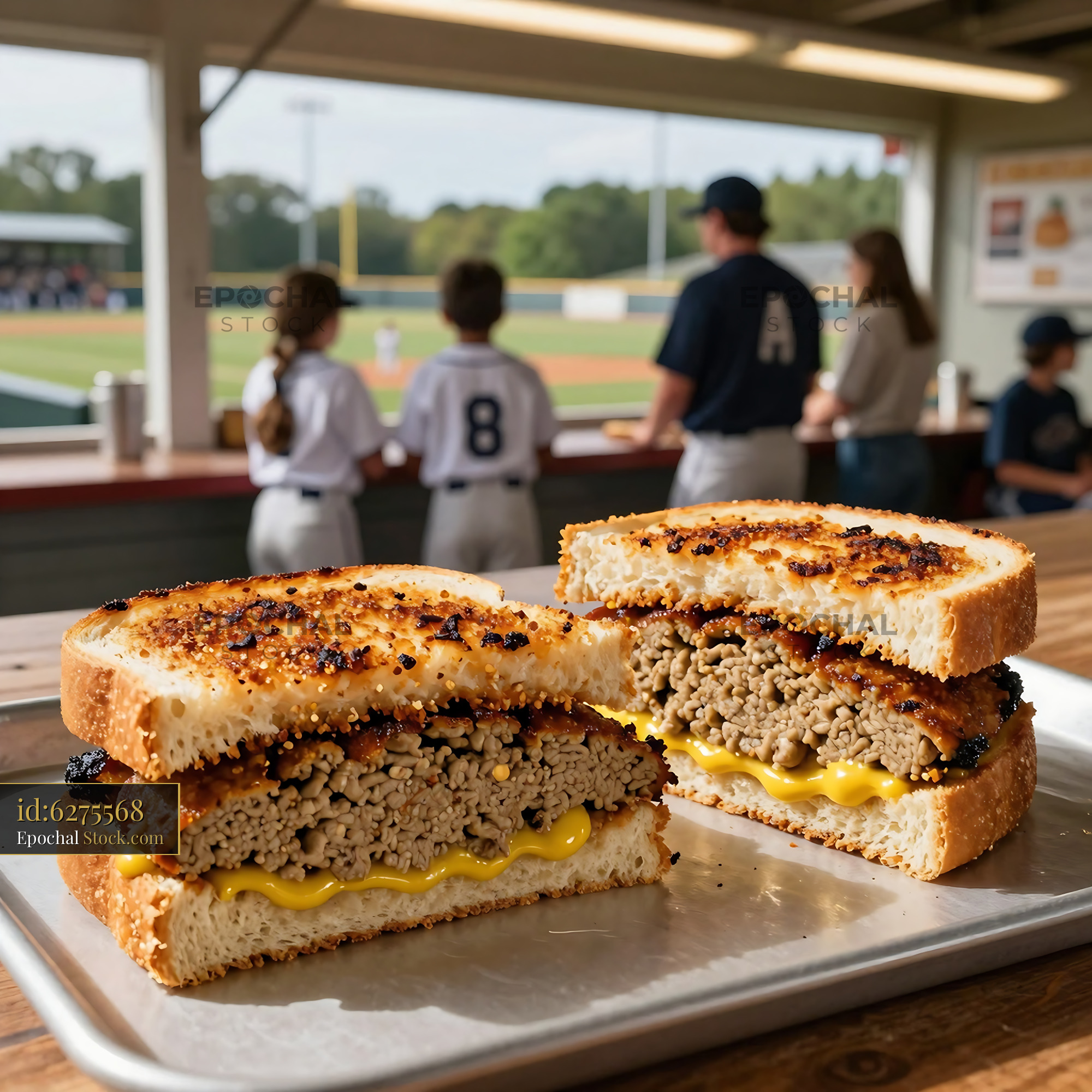 Livermush Sandwich at Baseball Dugout - stock photo