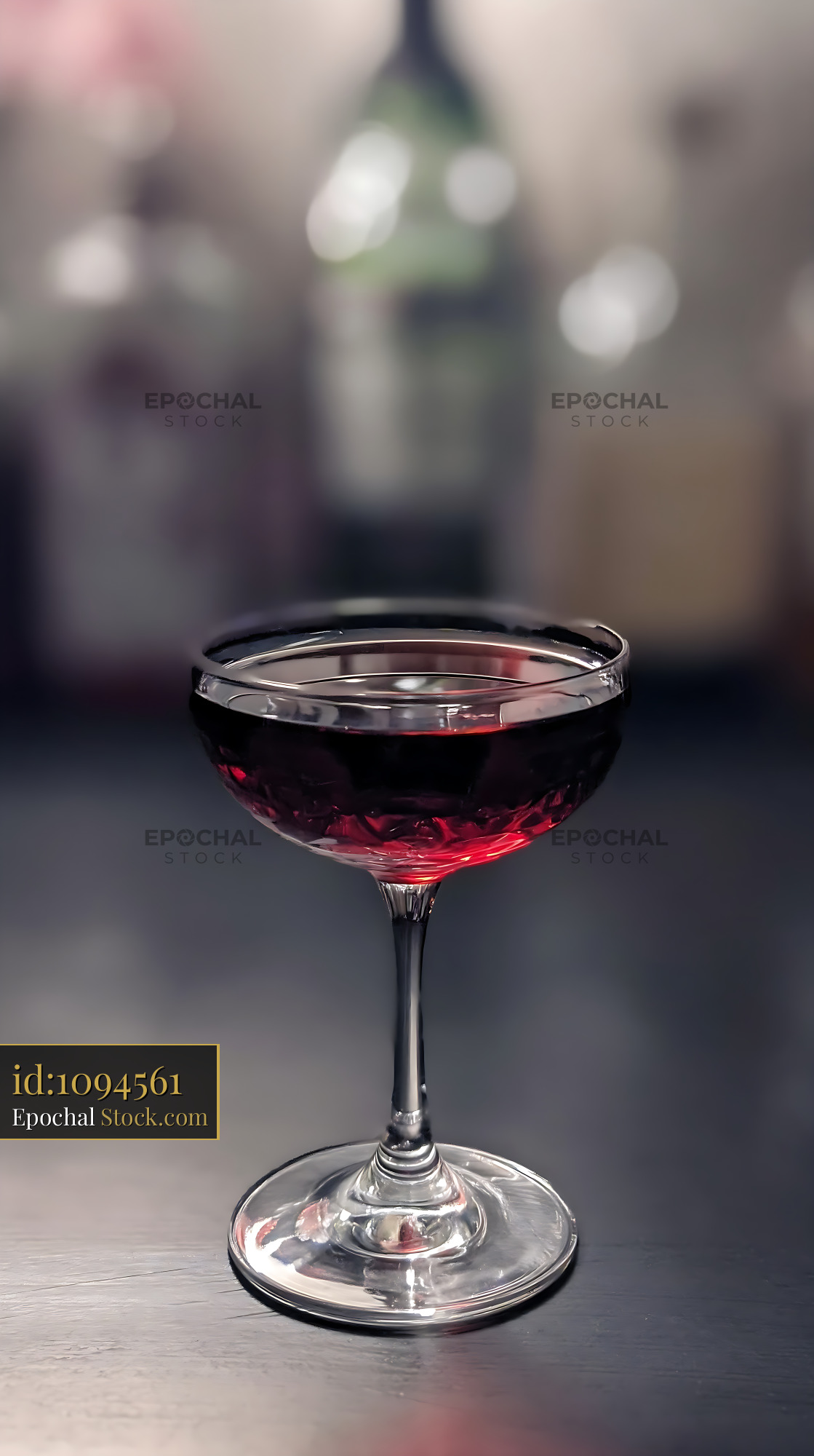 Bushwick Cocktail with Wine Bottle Bokeh - stock photo