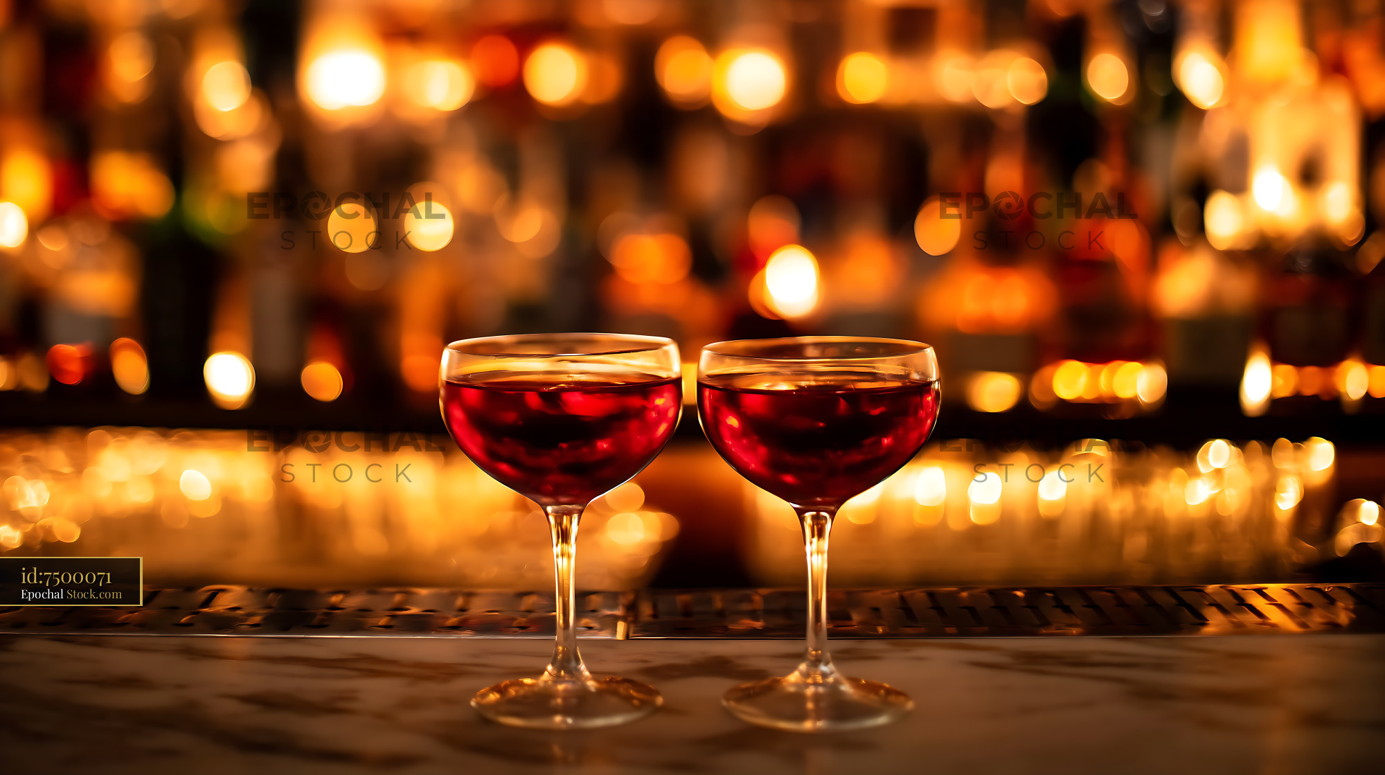 Bushwick Cocktails at Upscale Bar with Bokeh - stock photo