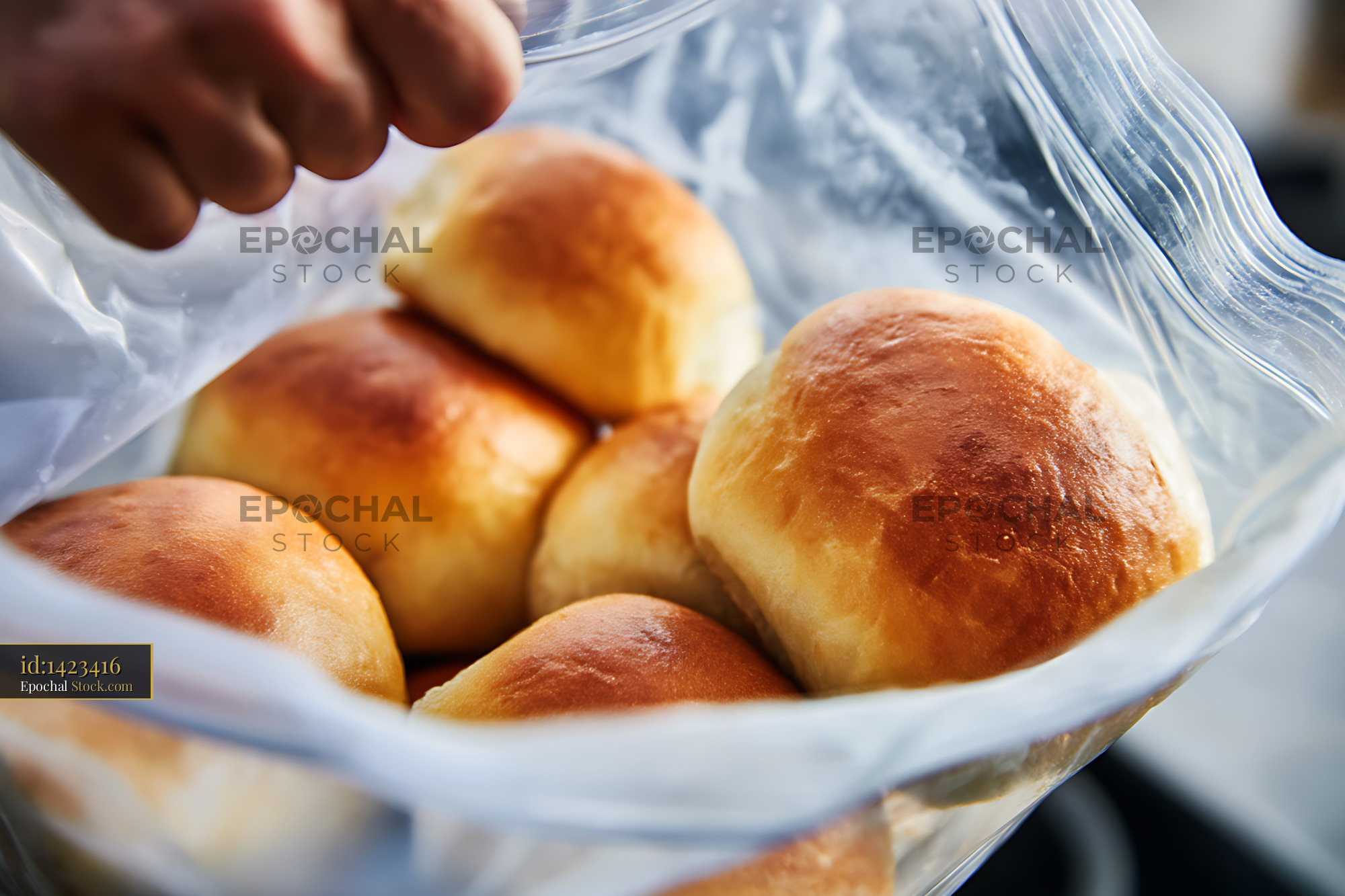 Fresh Baked Bread Rolls in Takeout Bag - stock photo