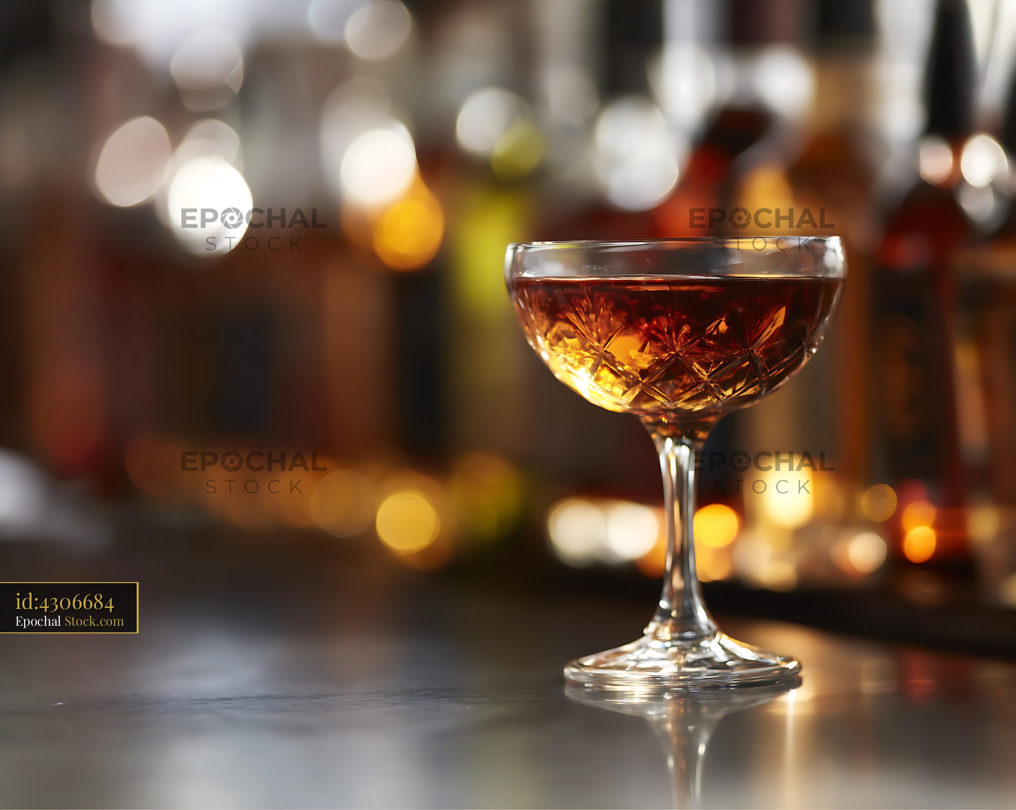 Bushwick Cocktail in Etched Coupe Glass - stock photo