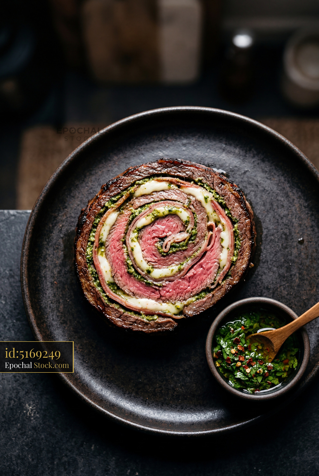 Sliced Beef Roulade with Herb Filling - stock photo