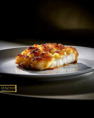 Golden Crusted Fish Fillet on Cauliflower - stock photo