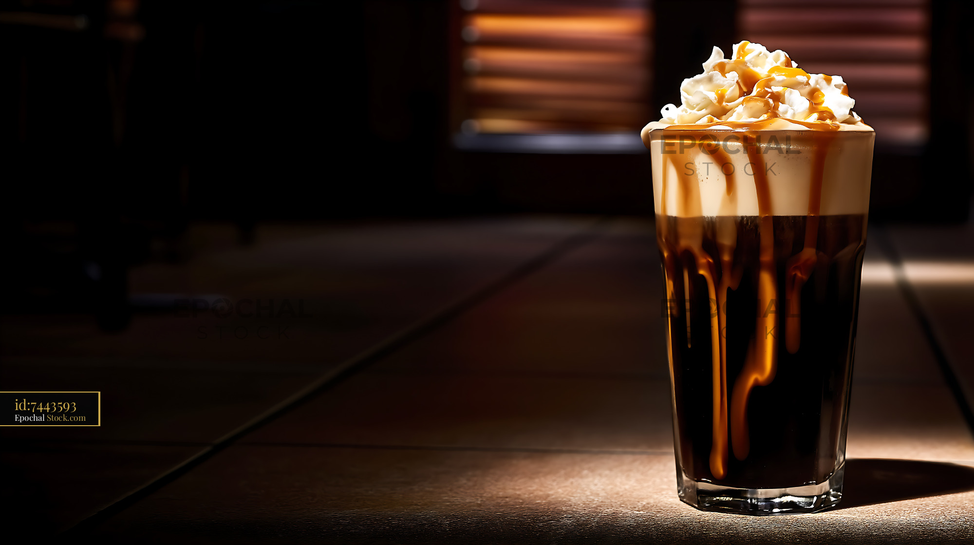 Nitro Caramel Coffee with Whipped Cream - stock photo