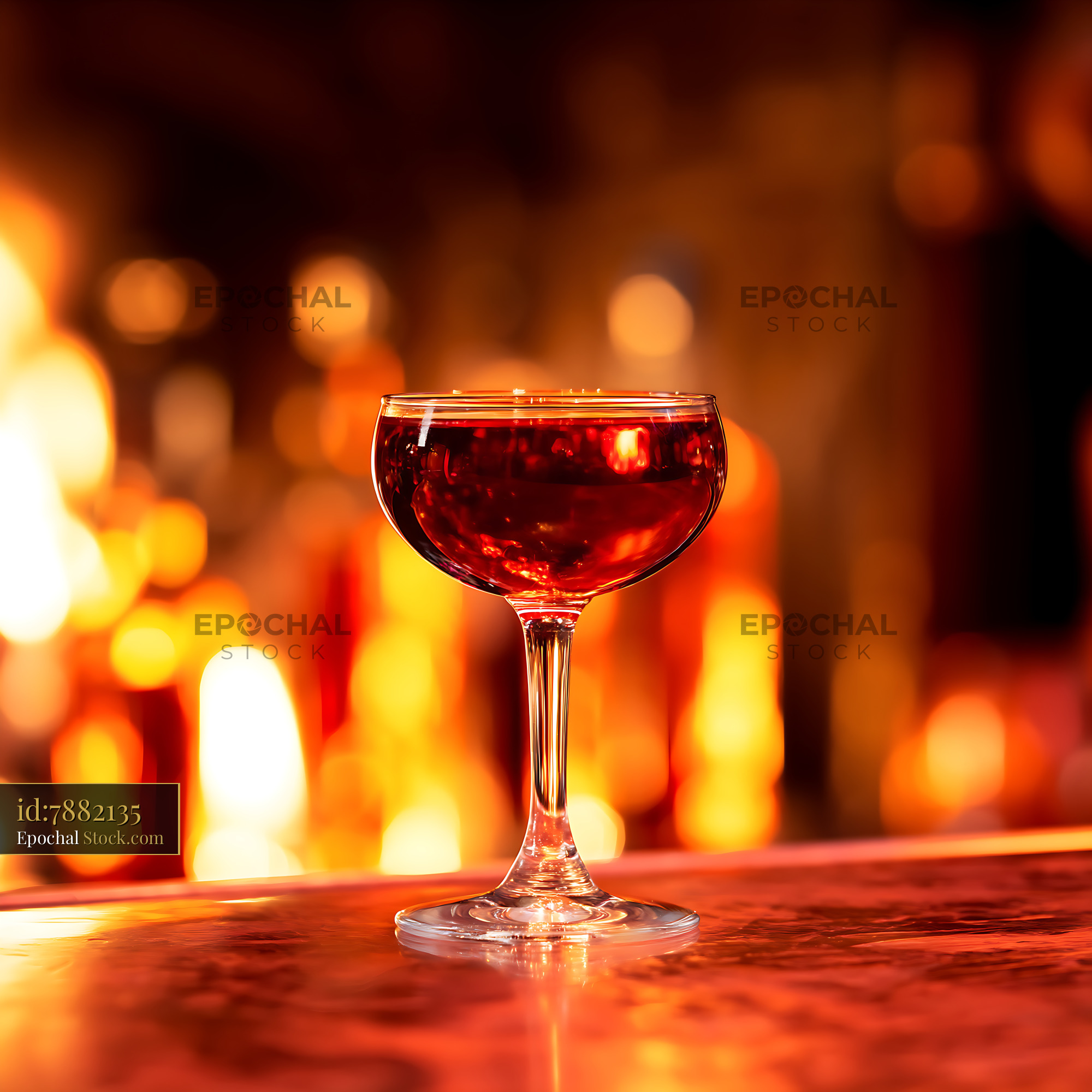 Bushwick Cocktail with Warm Bokeh Lights - stock photo