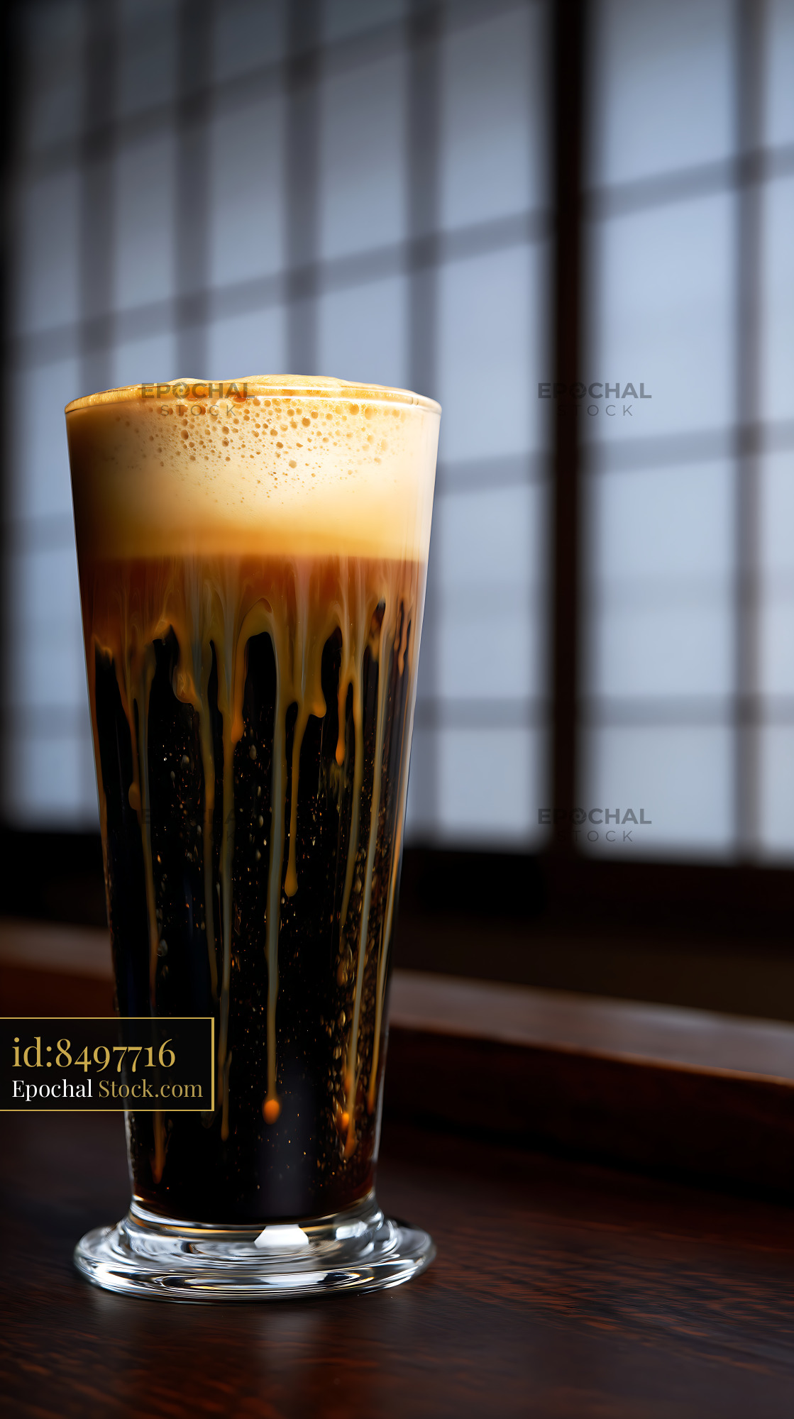 Nitro Caramel Coffee Foam Cascade - stock photo