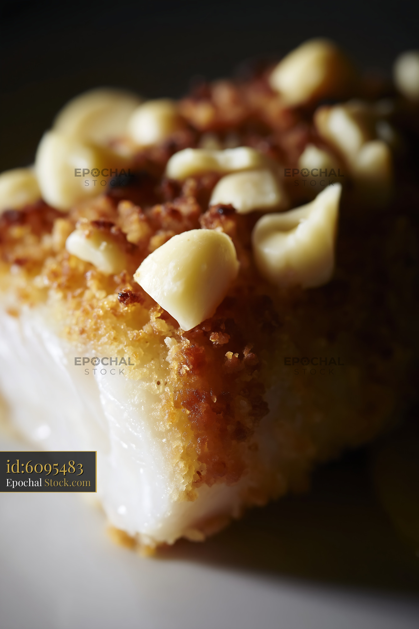 Almond Cake Slice with White Frosting - stock photo