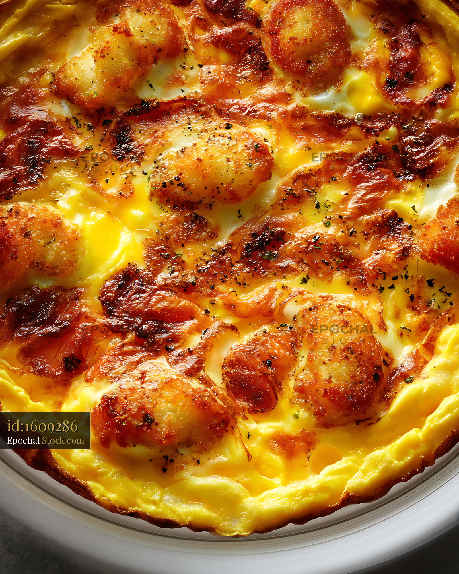 Golden Baked Potato Gratin with Cheese Sauce - stock photo