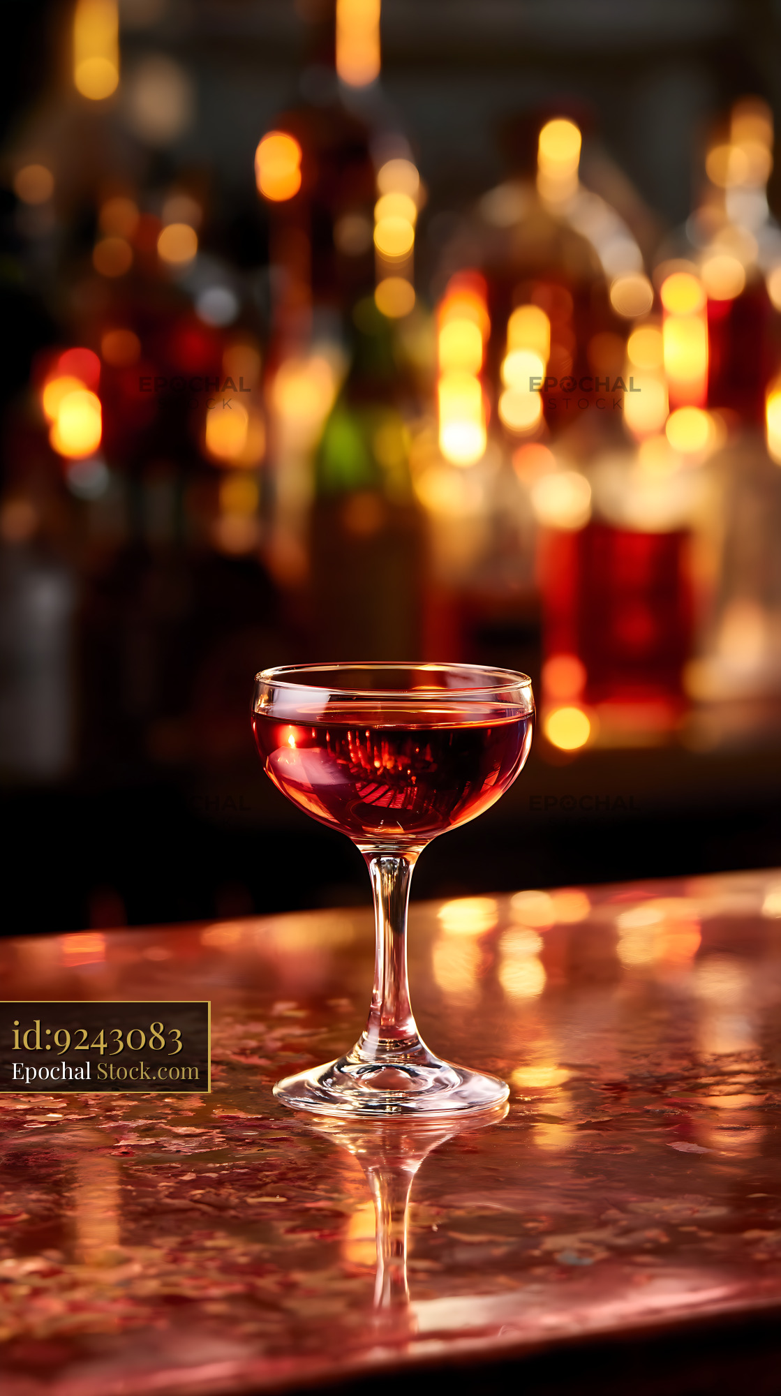 Bushwick Cocktail on Ambient Bar Counter - stock photo