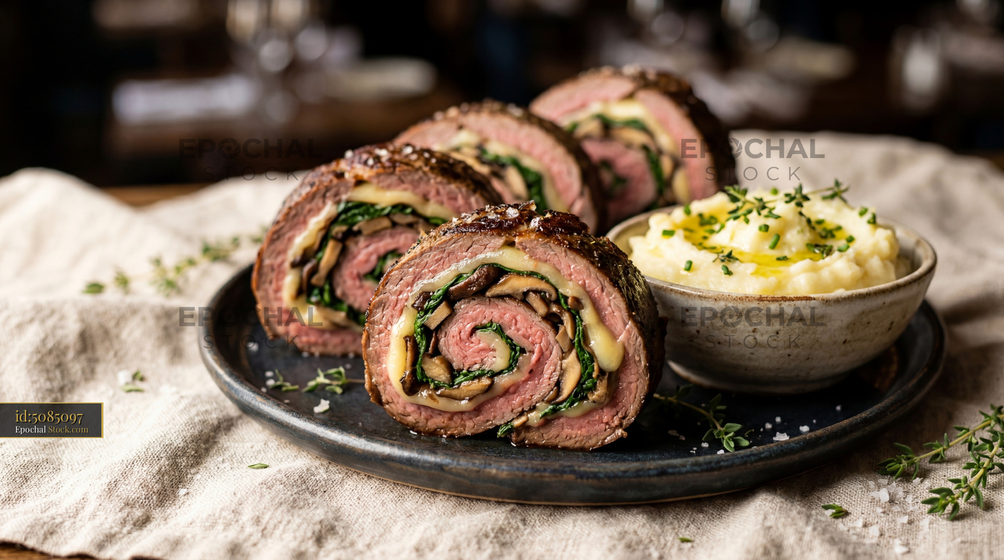 Beef Roulade with Creamy Mashed Potatoes - stock photo