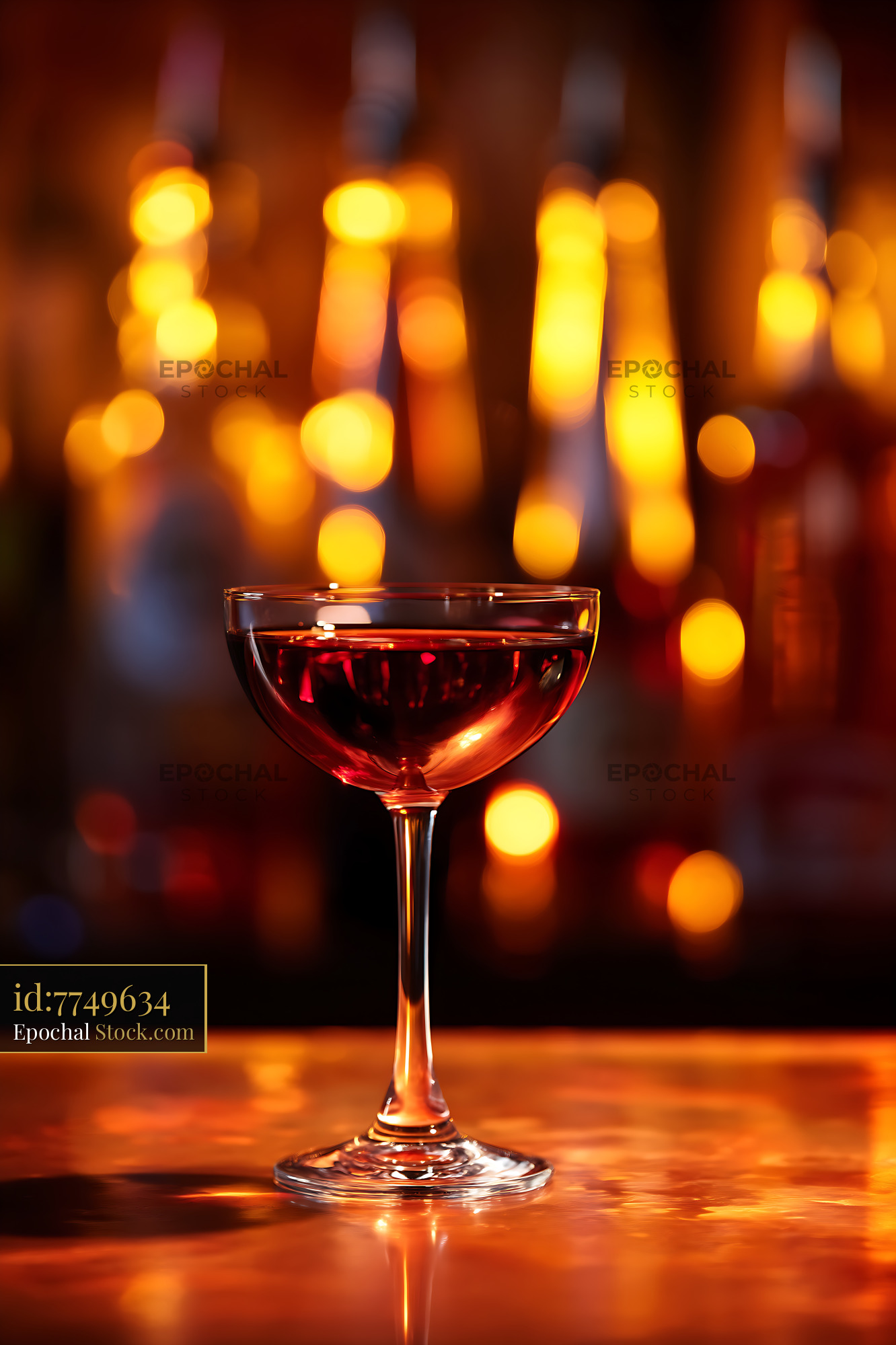 Bushwick Cocktail at Upscale Bar with Bokeh - stock photo